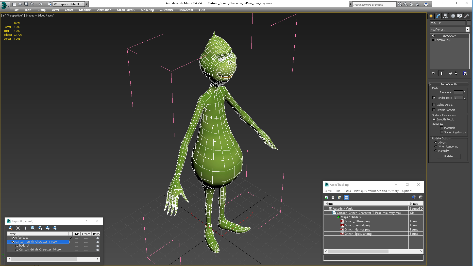 3D Cartoon Grinch Character T-Pose