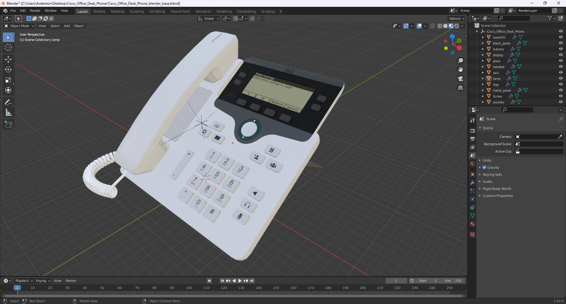3D Cisco Office Desk Phone model