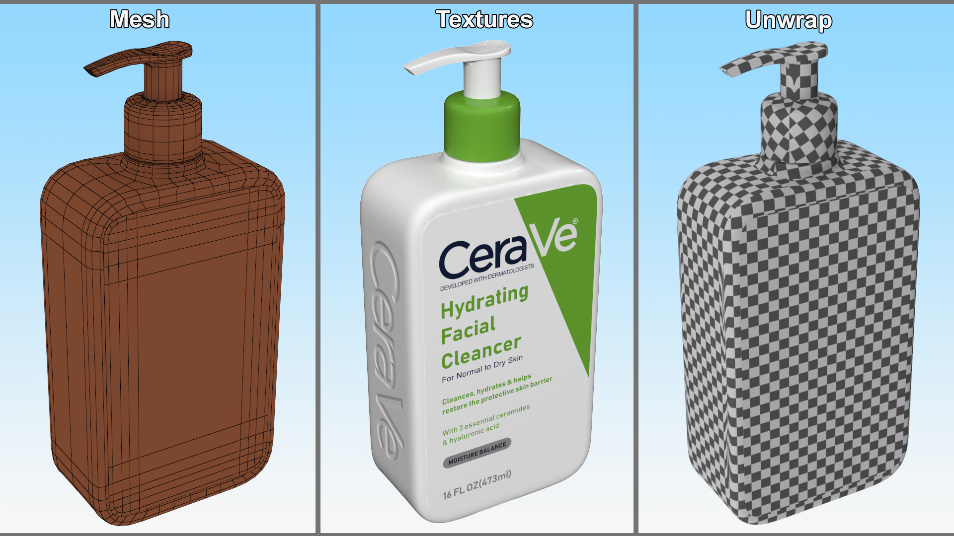3D model CeraVe Cleanser Dispenser Bottle 473 ml Green