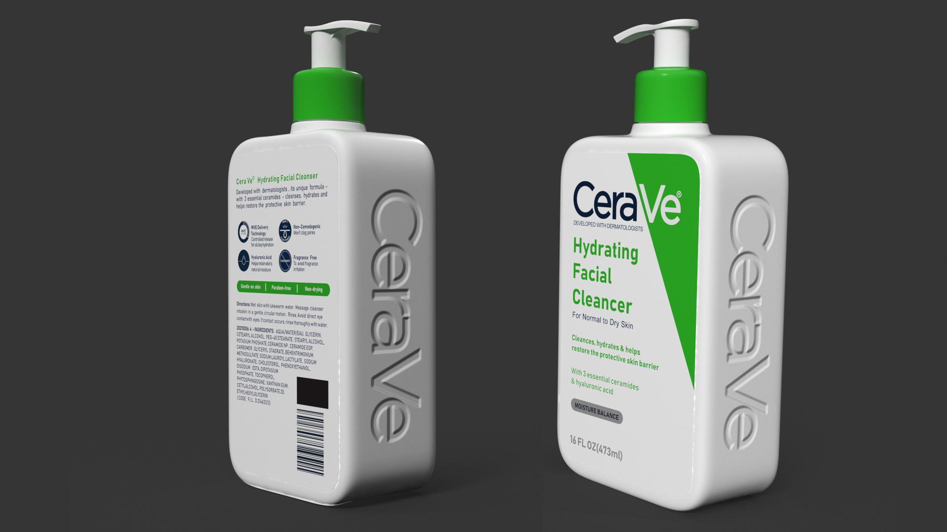 3D model CeraVe Cleanser Dispenser Bottle 473 ml Green