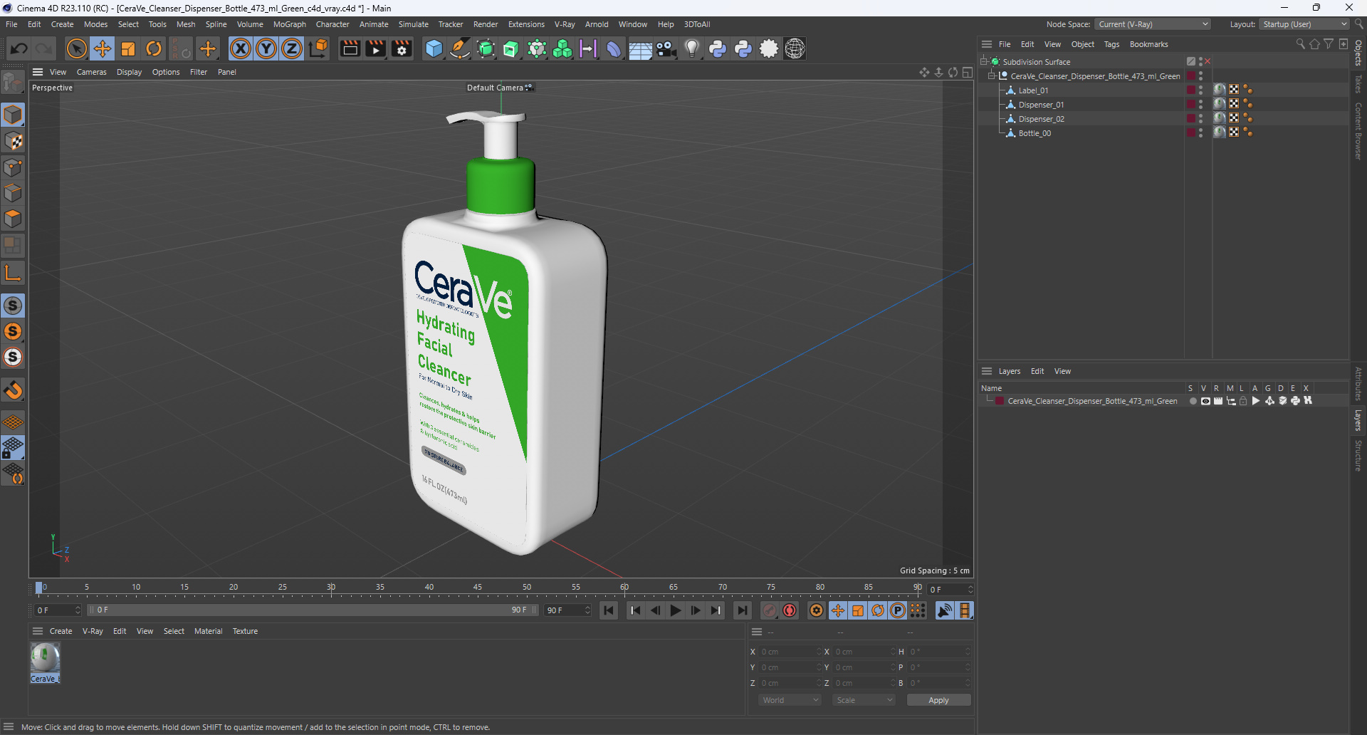 3D model CeraVe Cleanser Dispenser Bottle 473 ml Green
