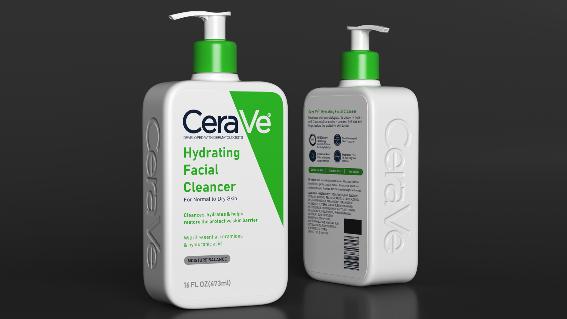 3D model CeraVe Cleanser Dispenser Bottle 473 ml Green