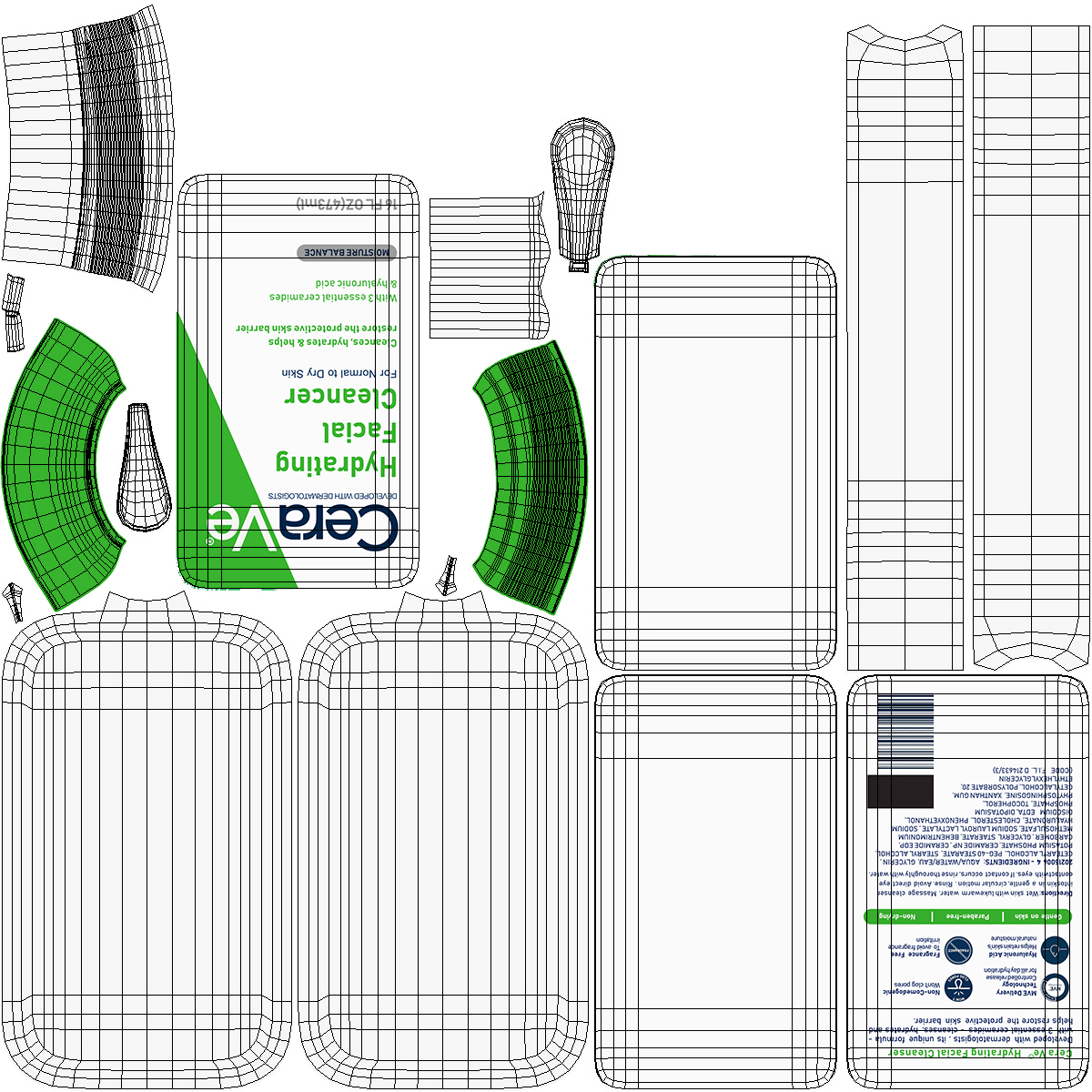 3D model CeraVe Cleanser Dispenser Bottle 473 ml Green