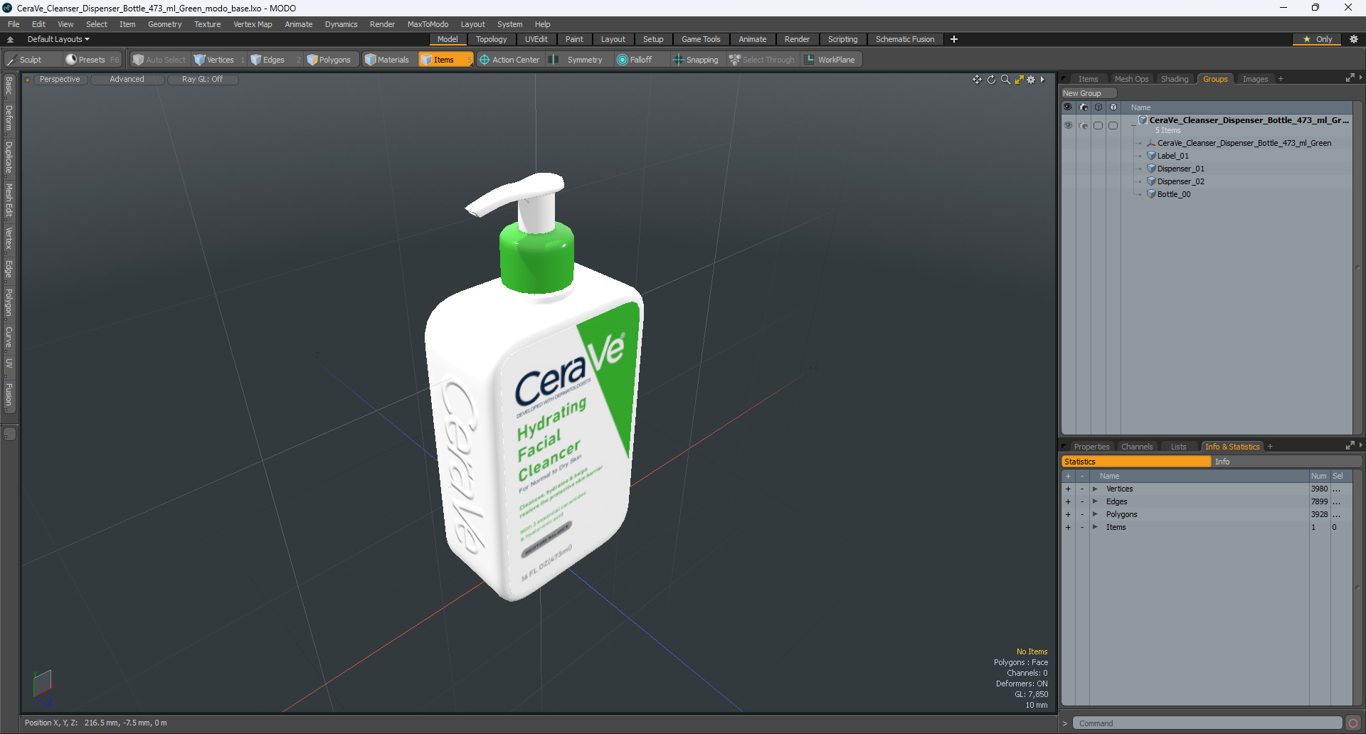 3D model CeraVe Cleanser Dispenser Bottle 473 ml Green