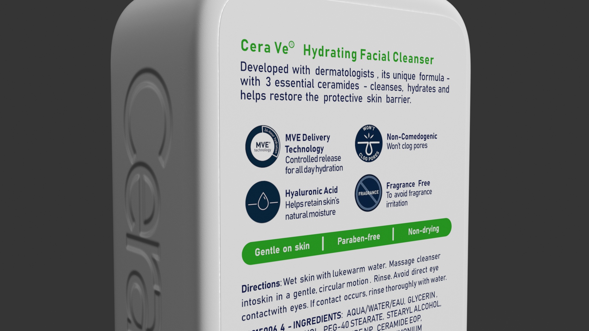 3D model CeraVe Cleanser Dispenser Bottle 473 ml Green