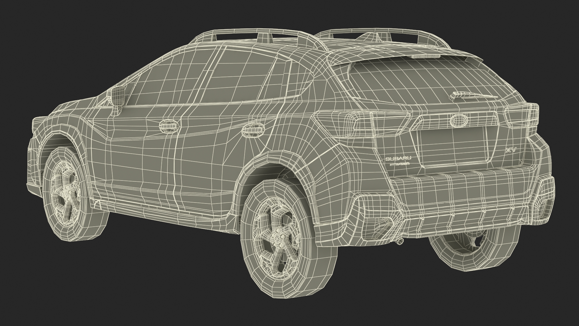 3D 2020 Subaru XV Hybrid Crossover Yellow model