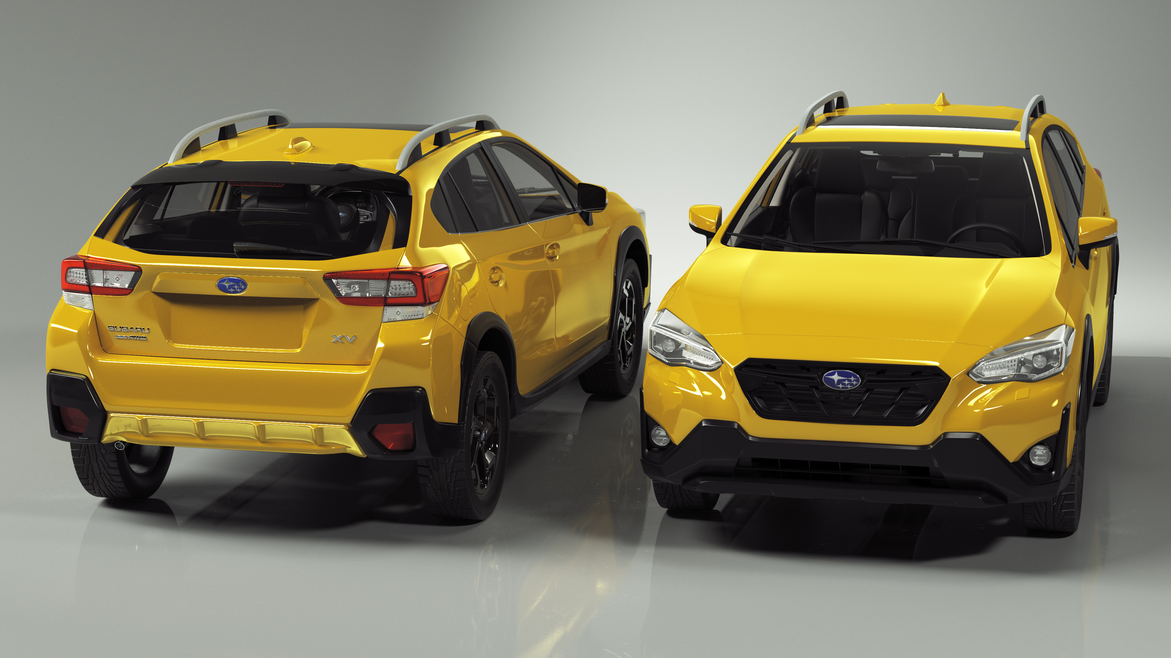 3D 2020 Subaru XV Hybrid Crossover Yellow model
