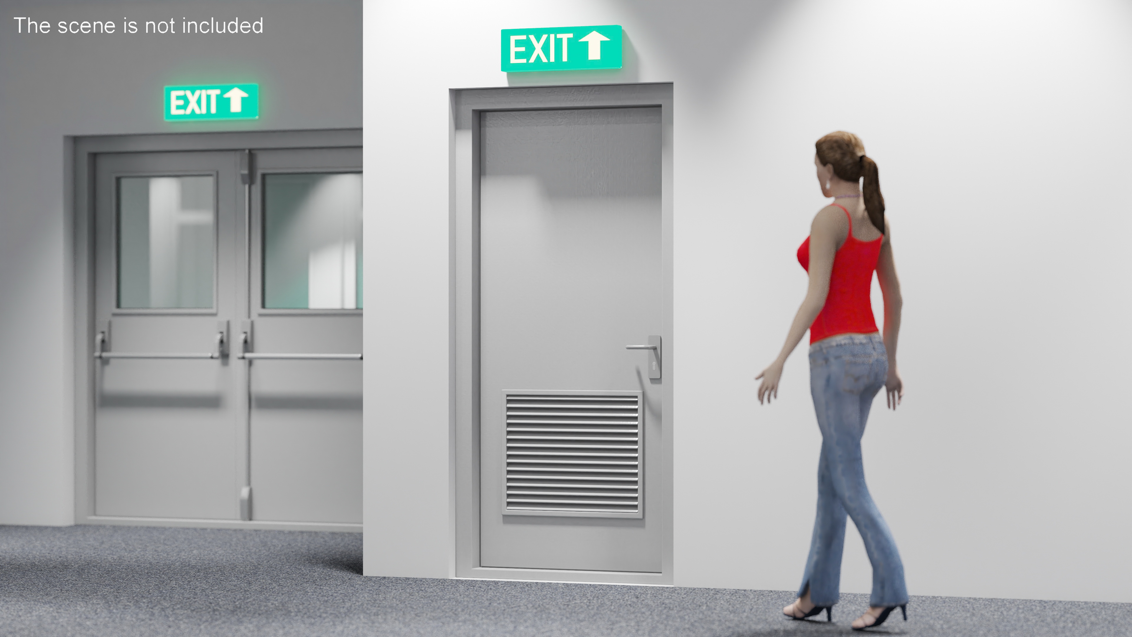 3D Grey Fire Door Single