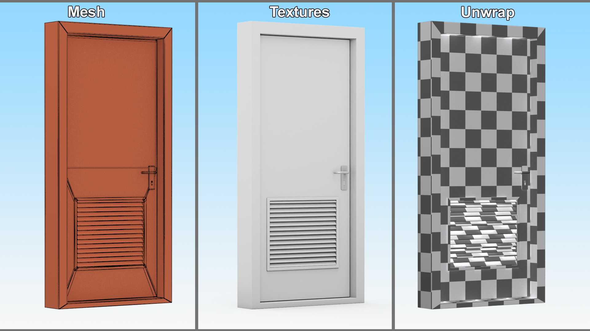 3D Grey Fire Door Single