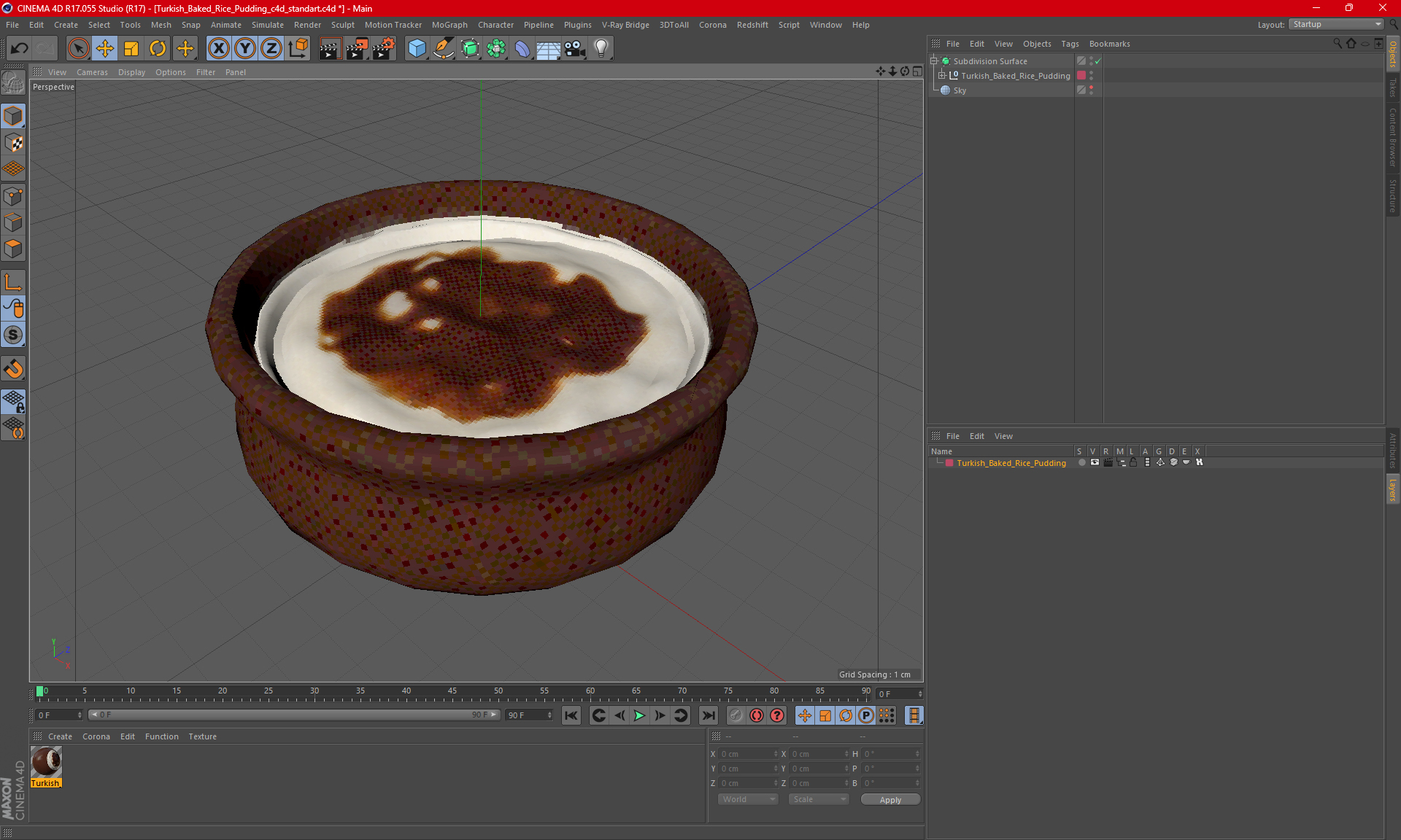 3D Turkish Baked Rice Pudding