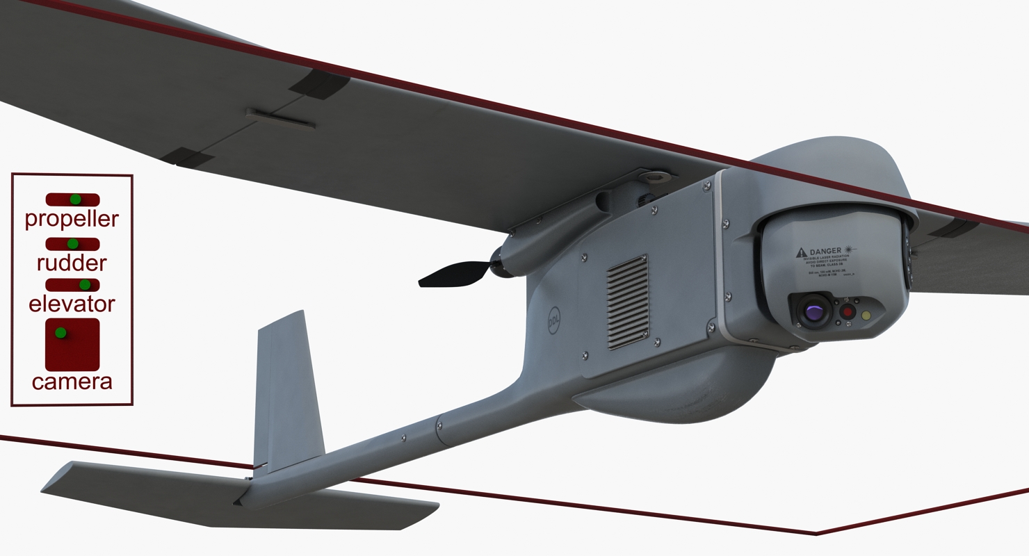 3D Small Hand Launched Remote Controlled UAV RQ 11B Raven Rigged