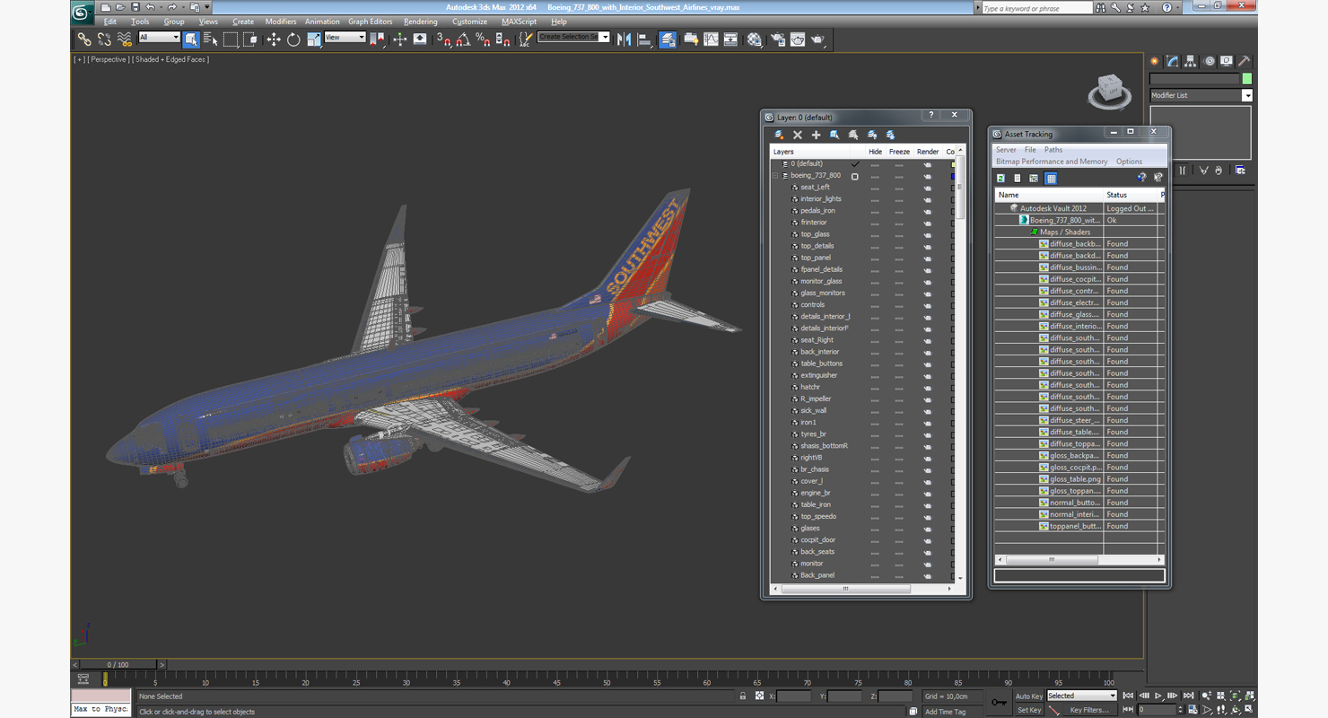 Boeing 737 800 with Interior Southwest Airlines 3D