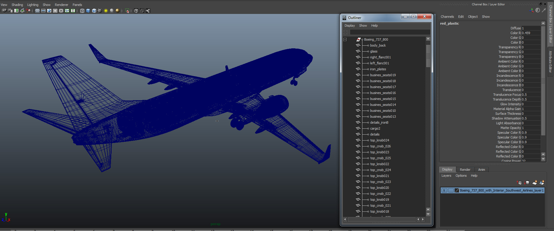 Boeing 737 800 with Interior Southwest Airlines 3D