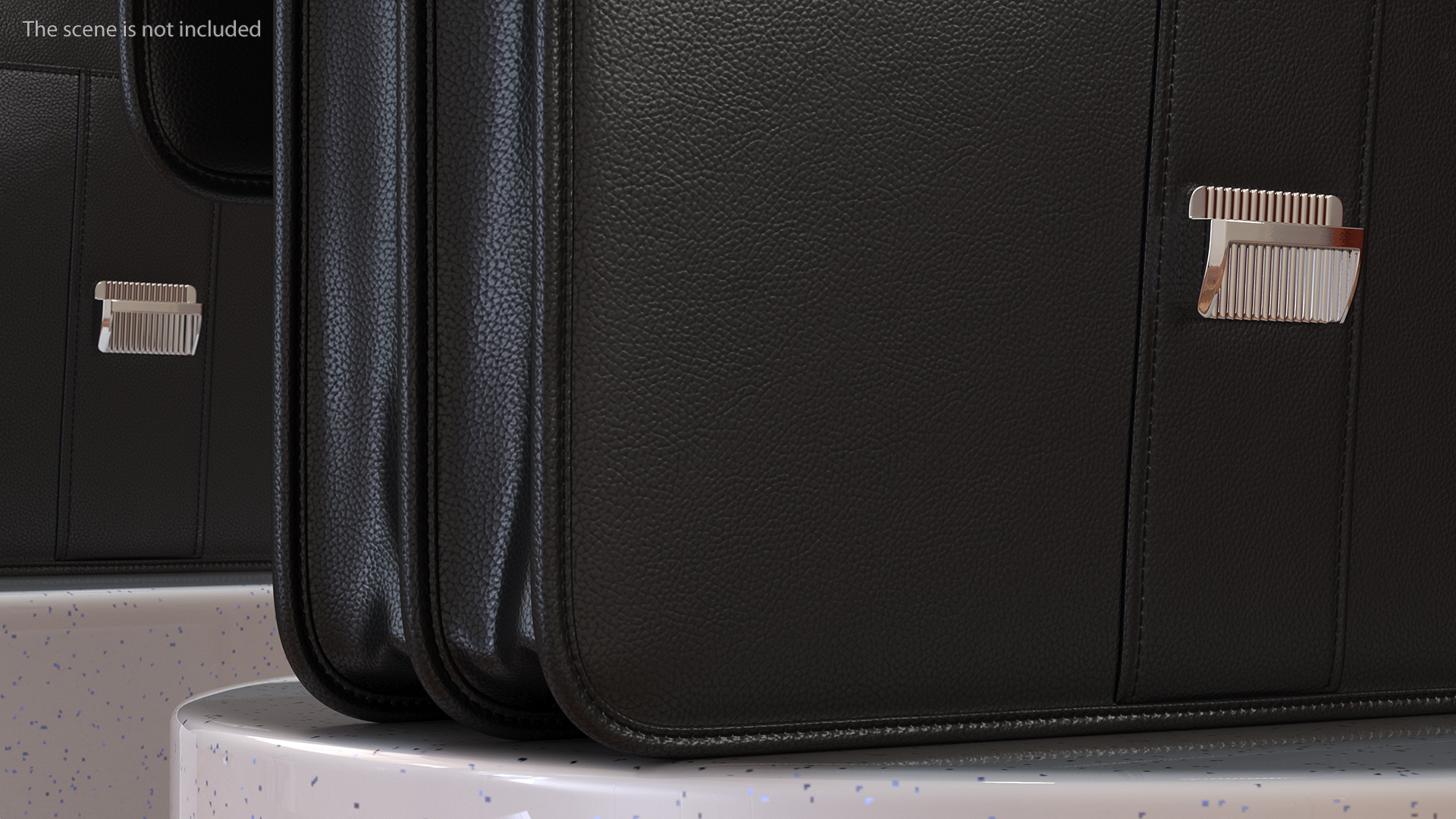 Opened Leather Flapover Briefcase Black 3D model