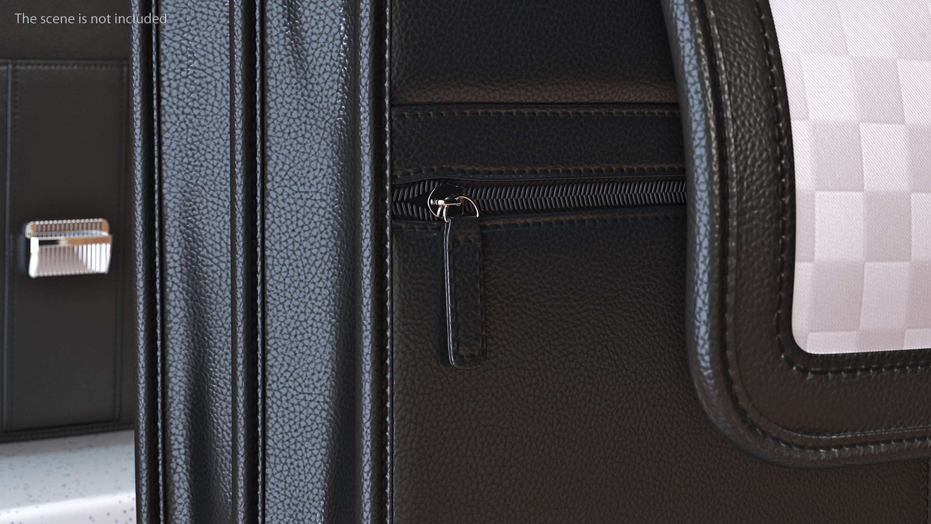 Opened Leather Flapover Briefcase Black 3D model
