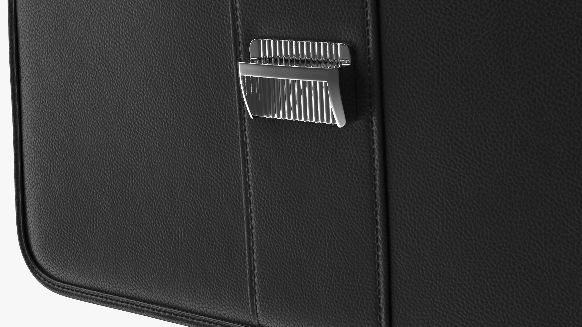 Opened Leather Flapover Briefcase Black 3D model