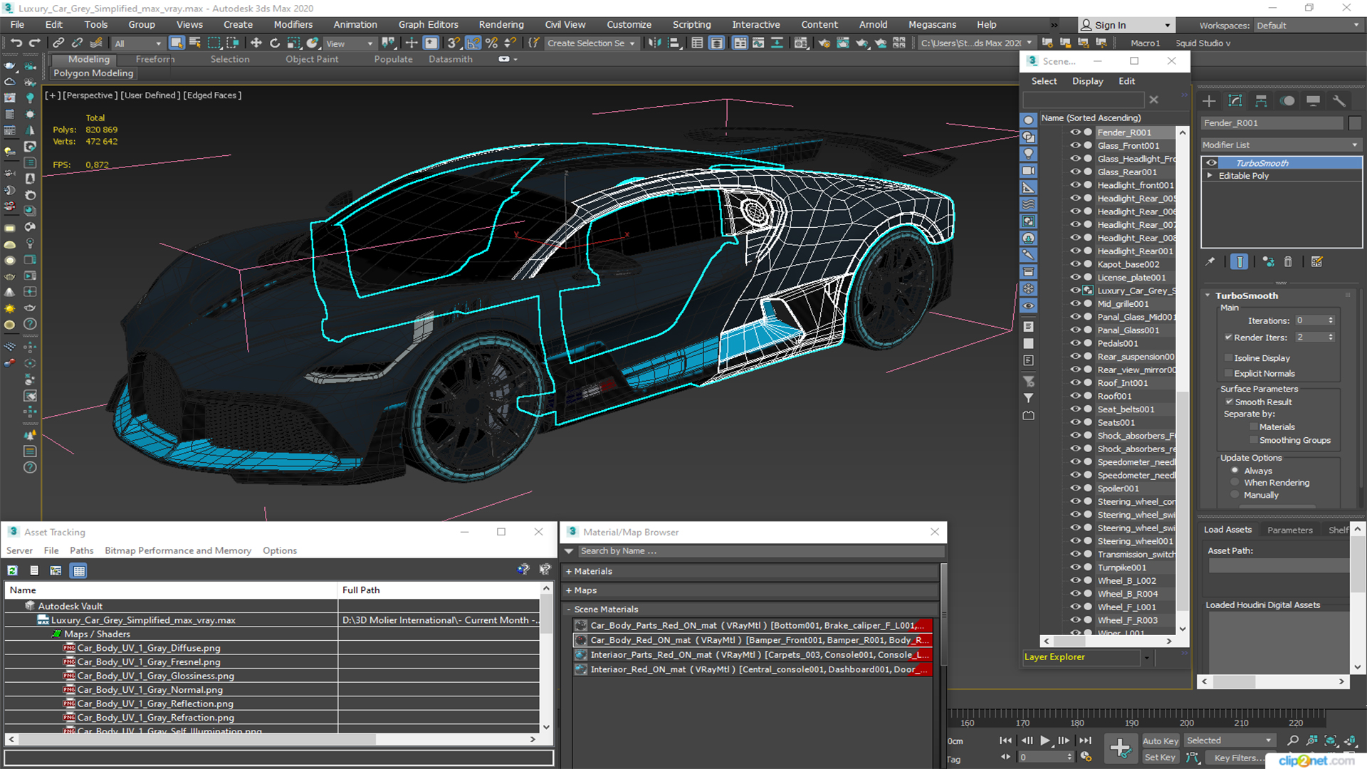 3D Luxury Car Grey Simplified