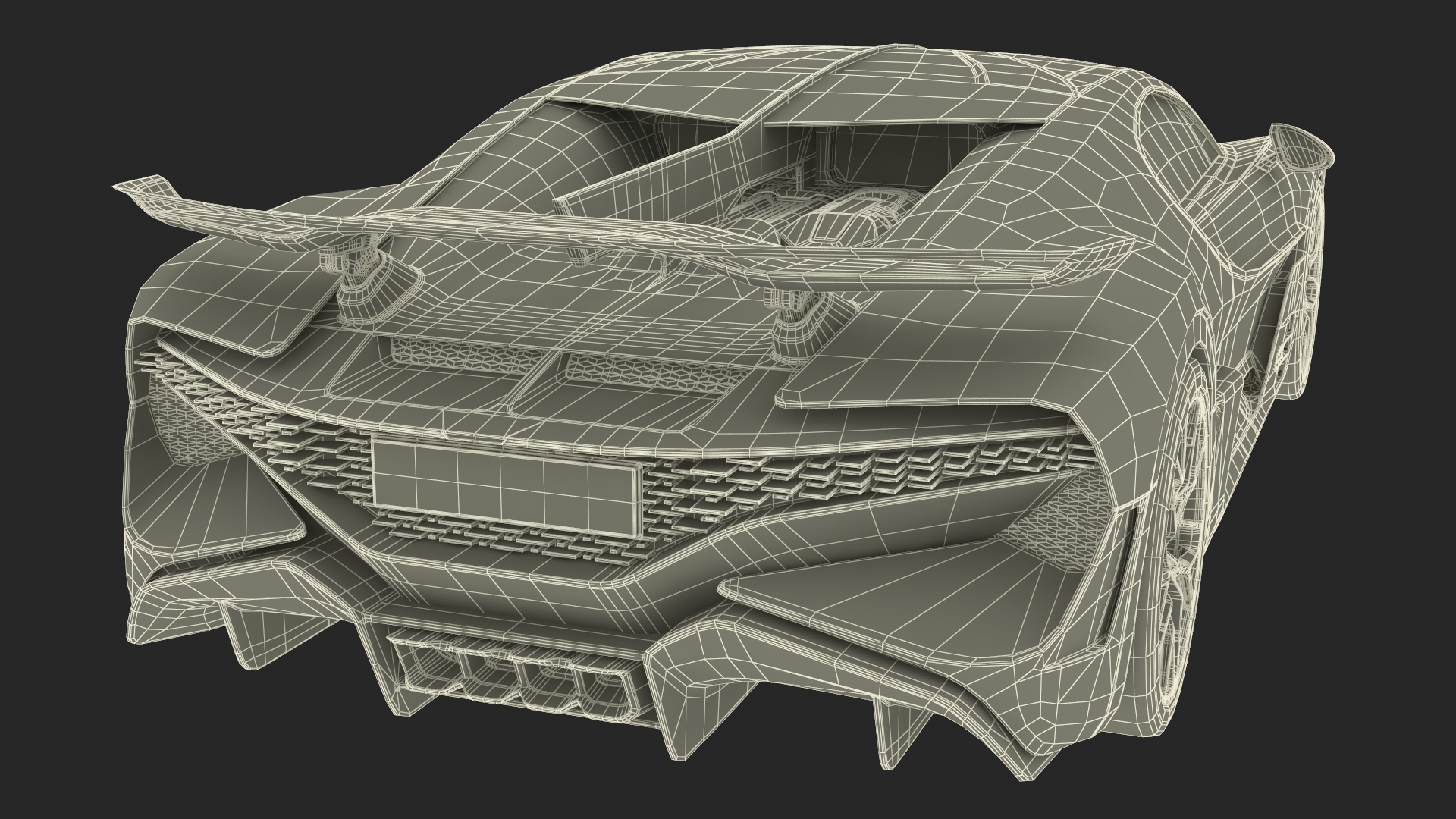 3D Luxury Car Grey Simplified