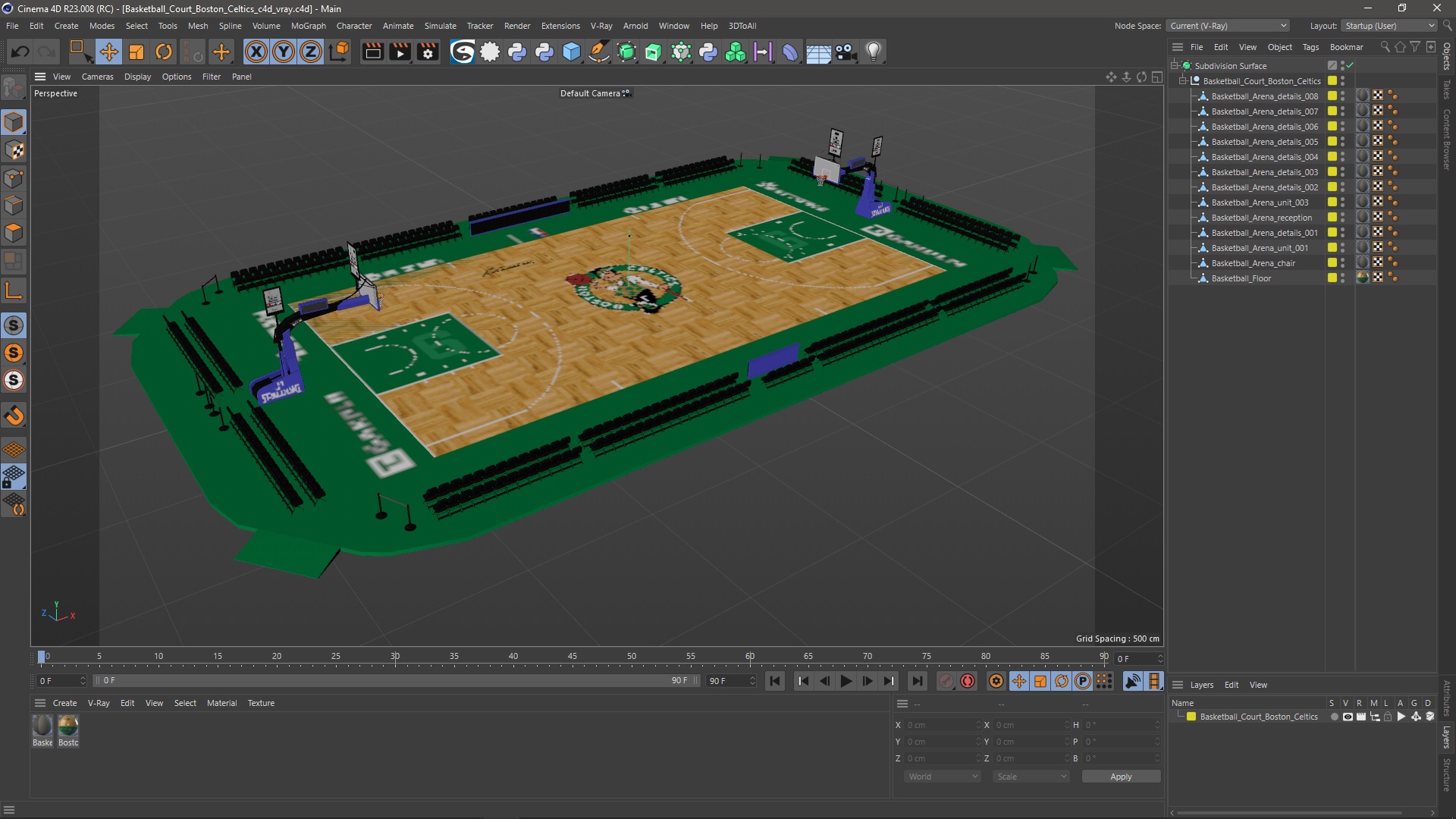 3D Basketball Court Boston Celtics