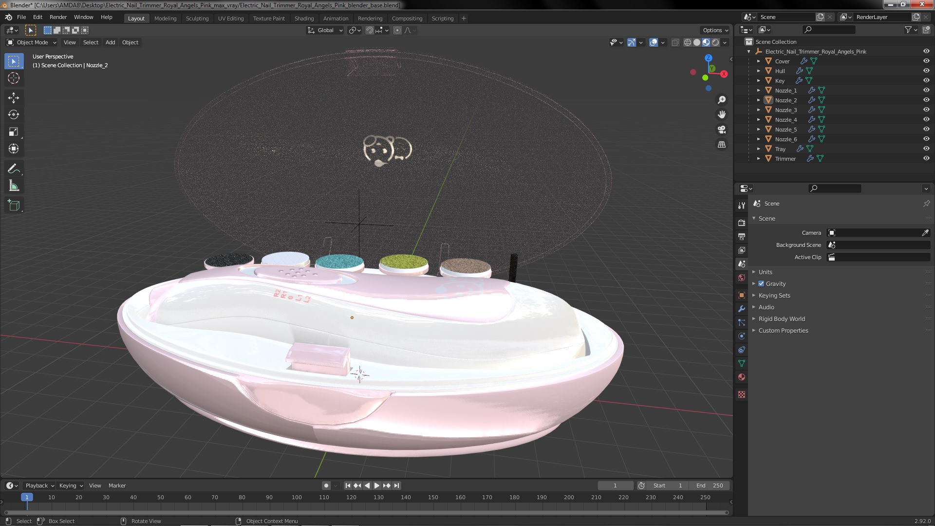 Electric Nail Trimmer Royal Angels Pink 3D model