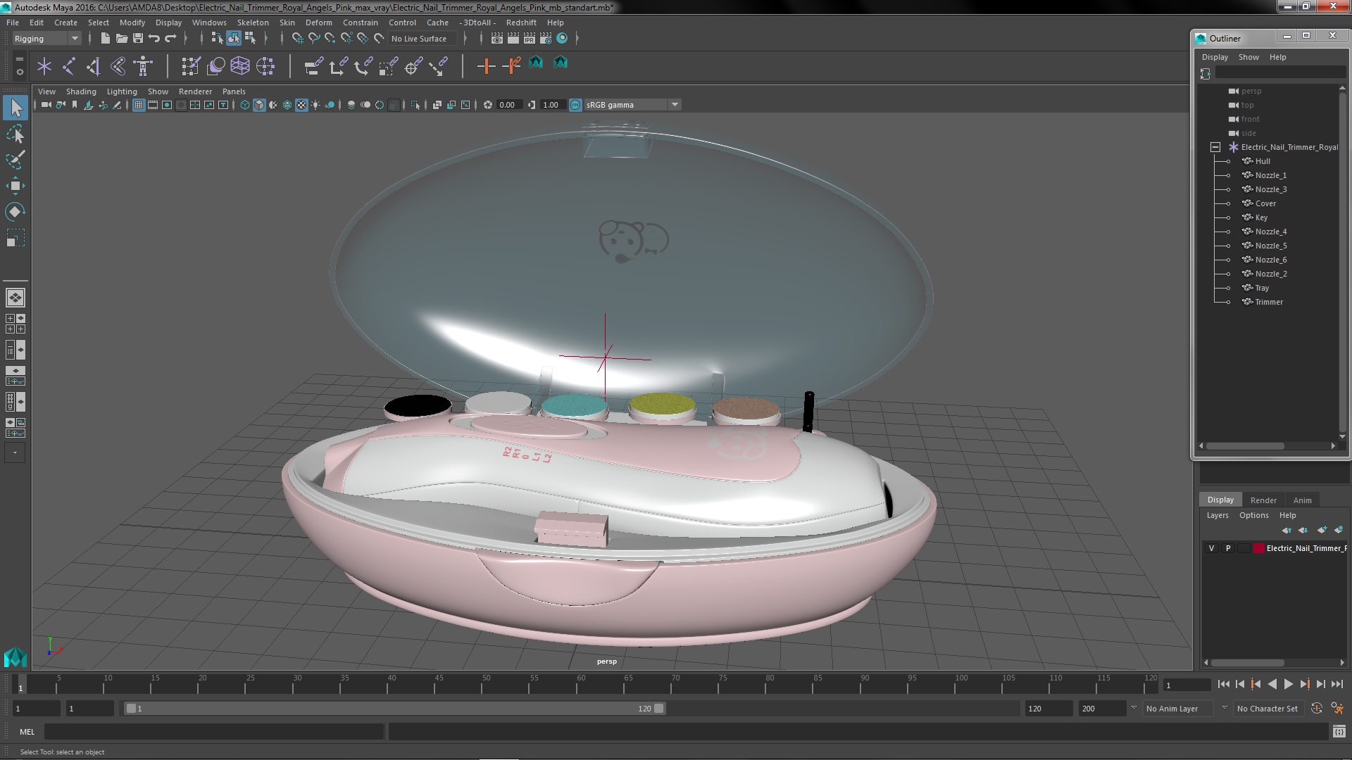 Electric Nail Trimmer Royal Angels Pink 3D model