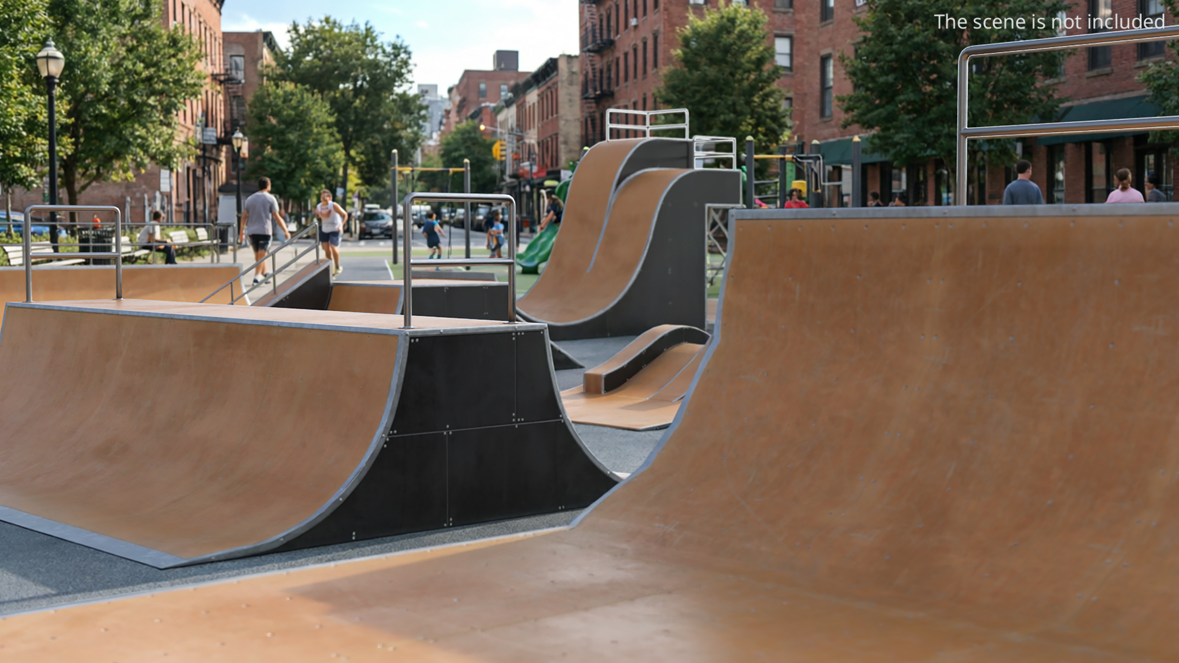 Modular Skatepark Ramp Elements Set Game Ready, view 2