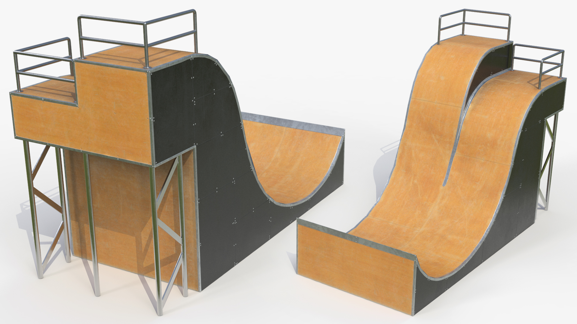 Modular Skatepark Ramp Elements Set Game Ready, view 10