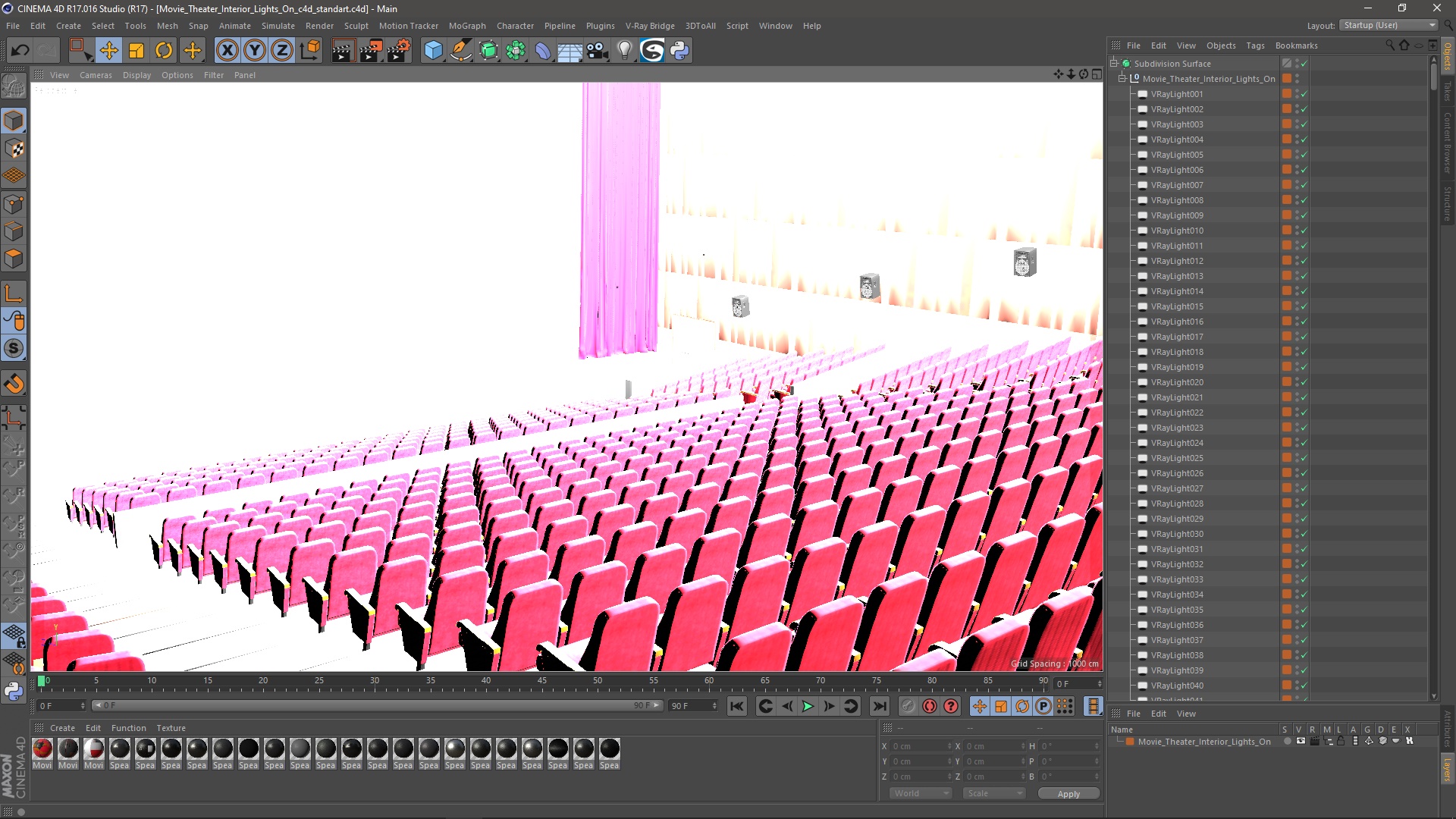 Movie Theater Interior Lights On 3D