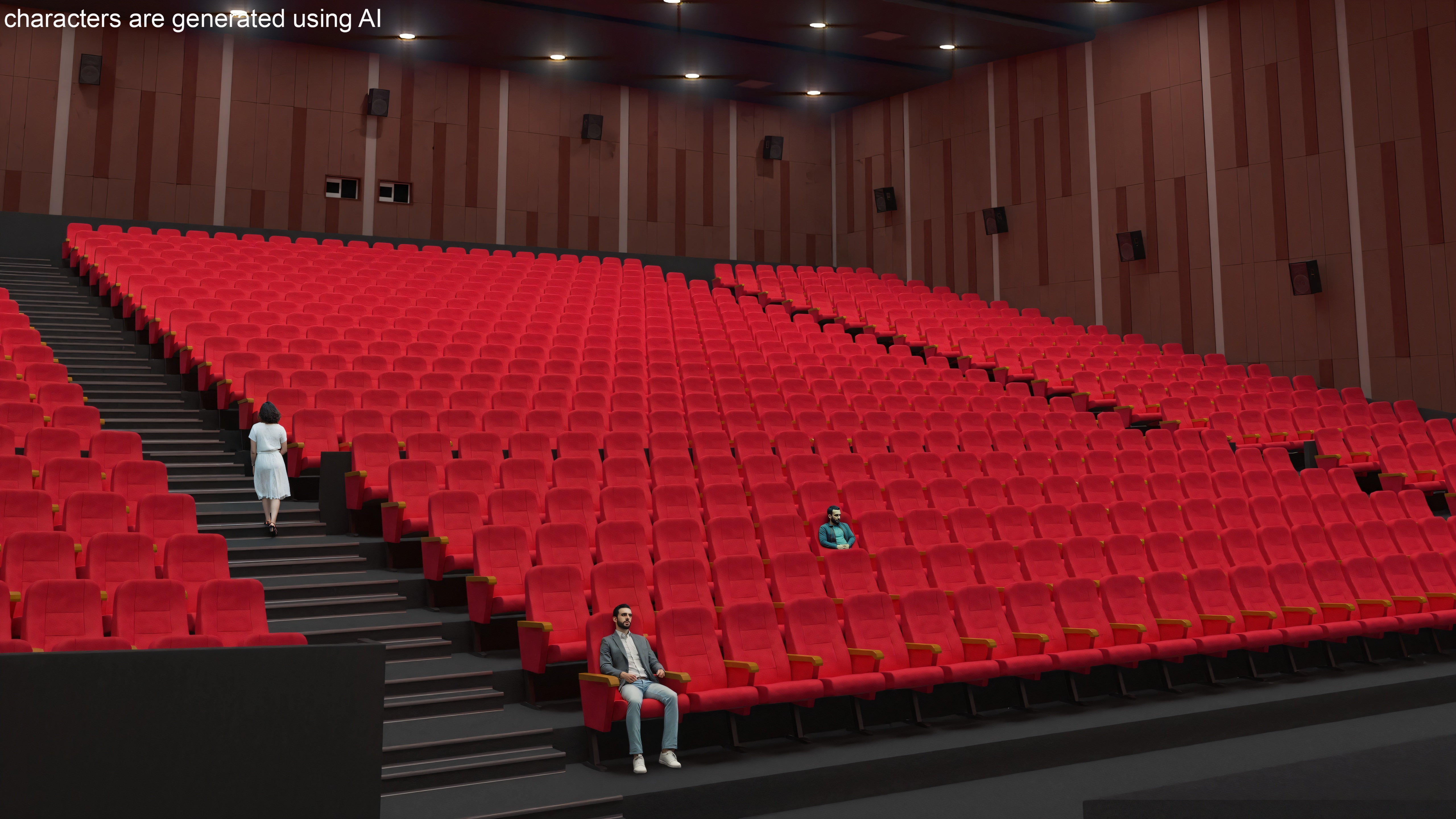 Movie Theater Interior Lights On 3D