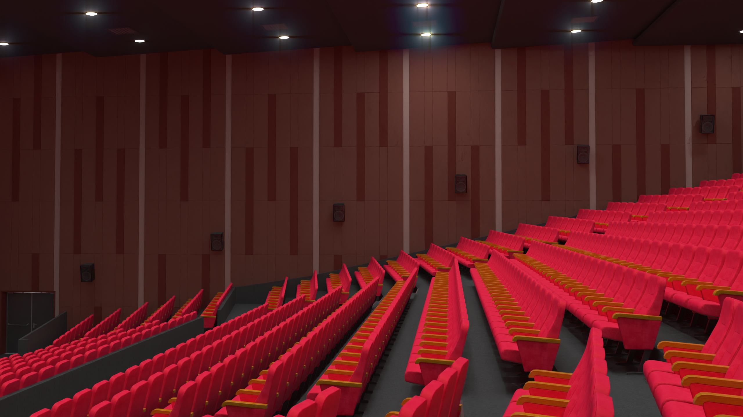 Movie Theater Interior Lights On 3D