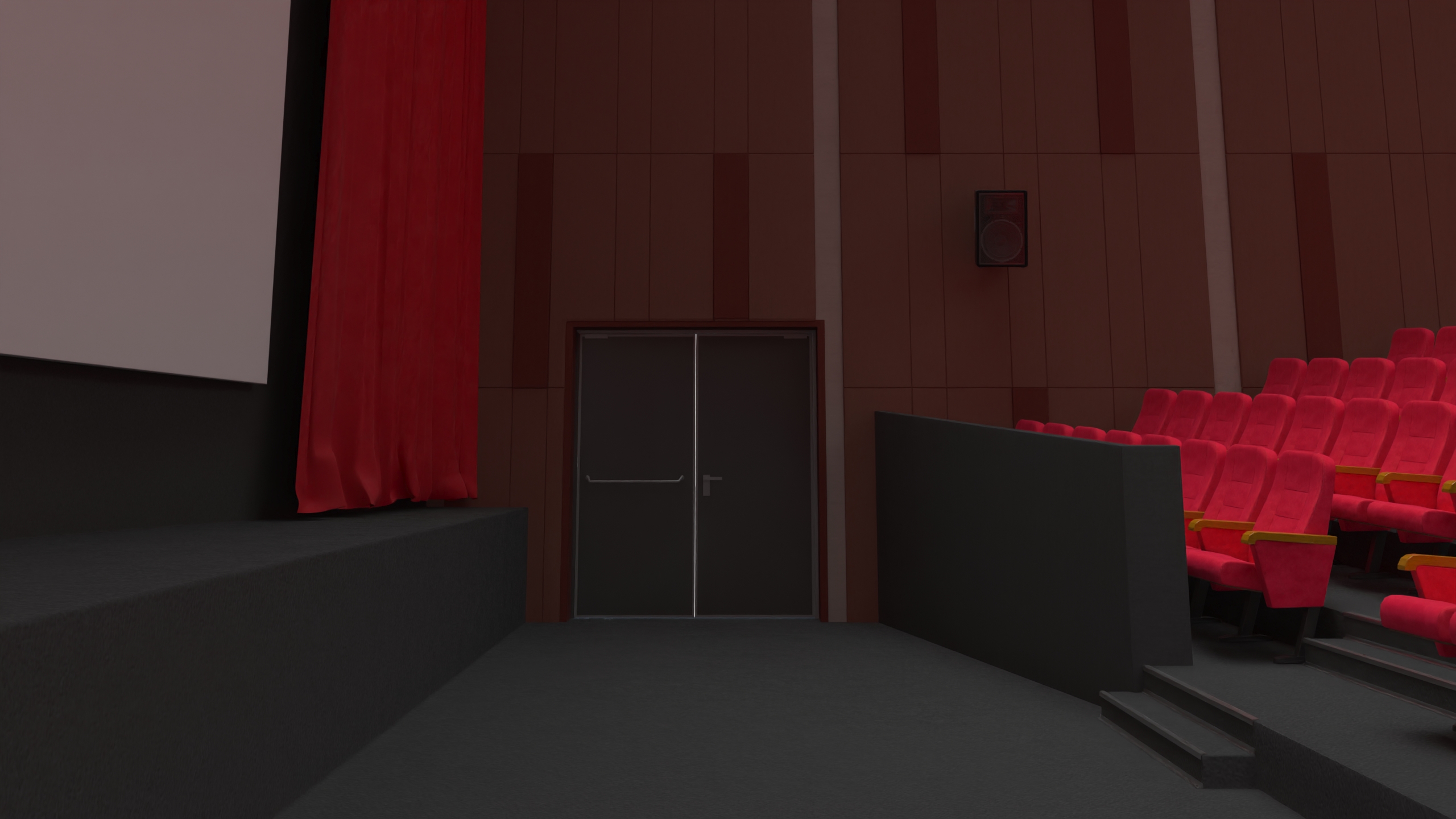 Movie Theater Interior Lights On 3D
