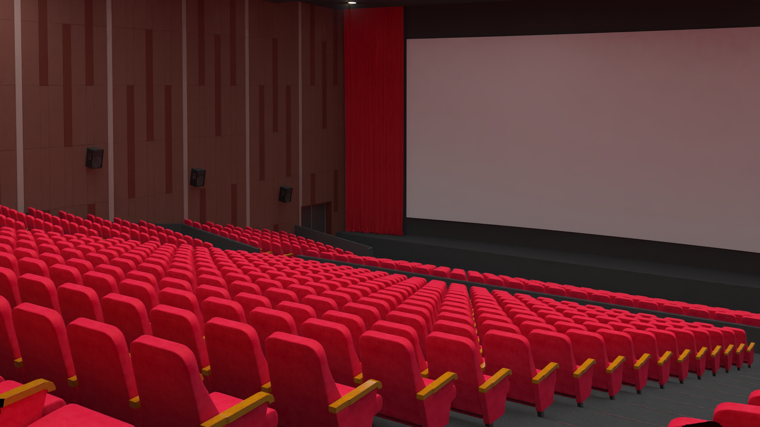 Movie Theater Interior Lights On 3D