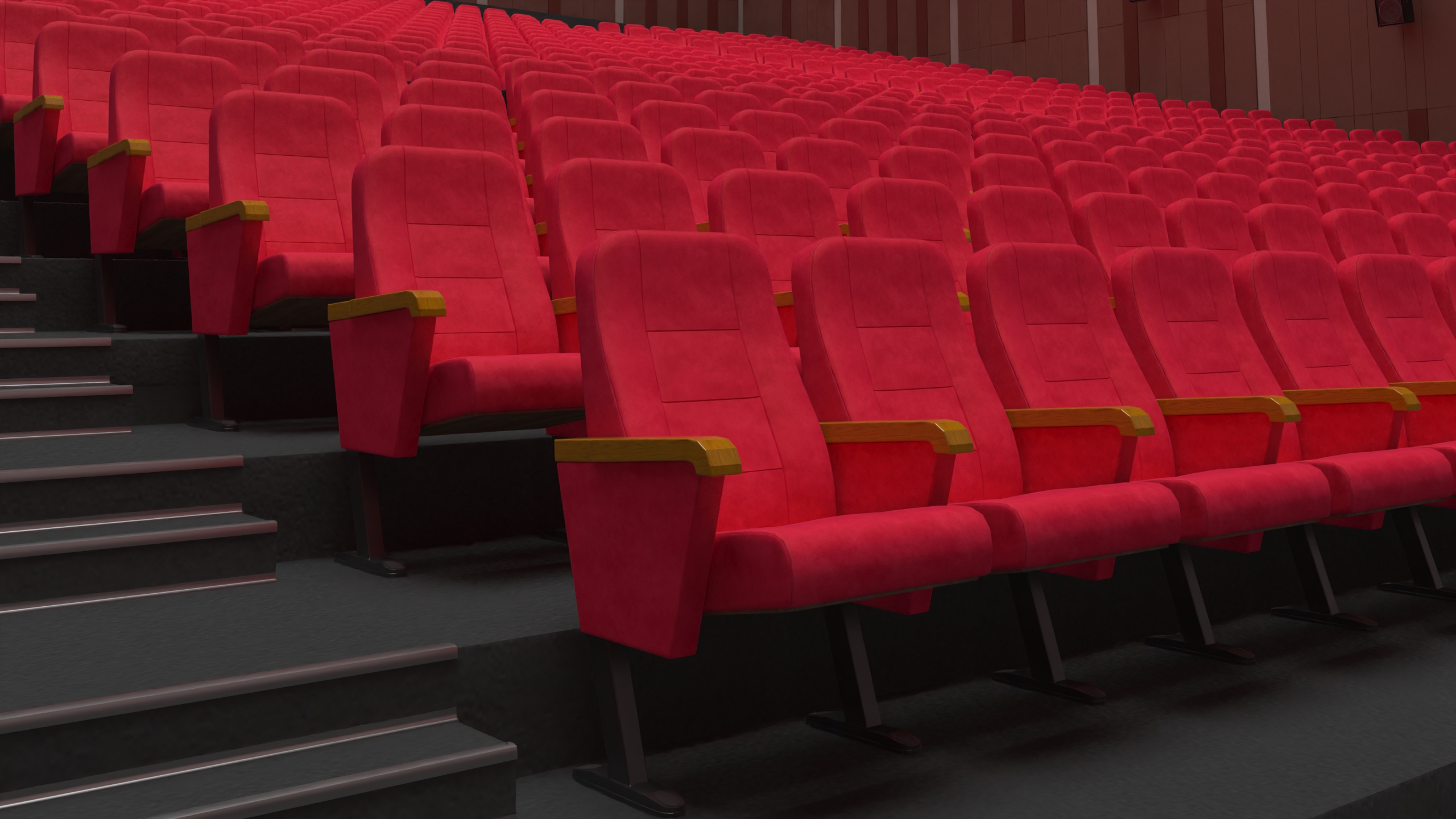 Movie Theater Interior Lights On 3D