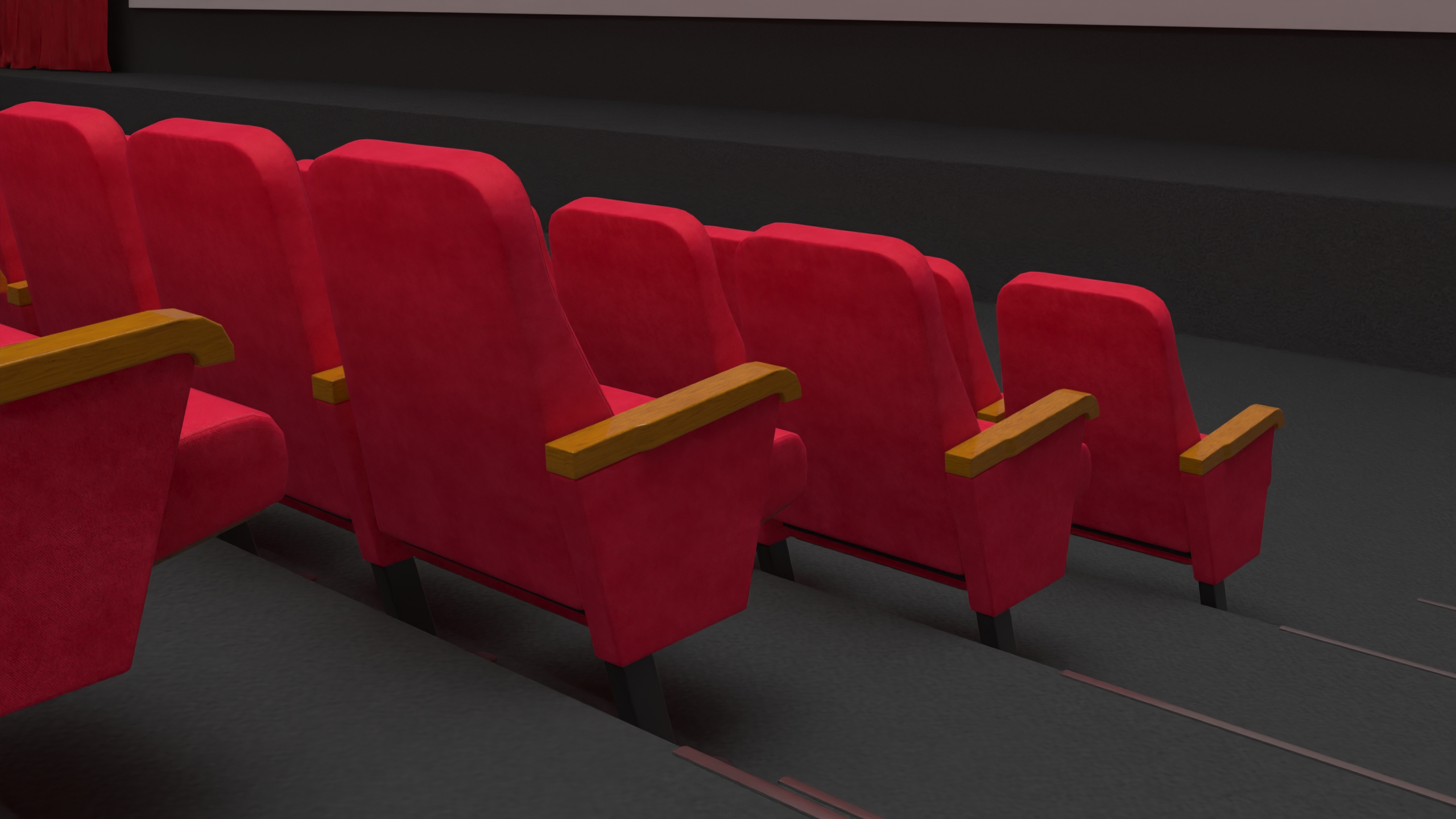 Movie Theater Interior Lights On 3D
