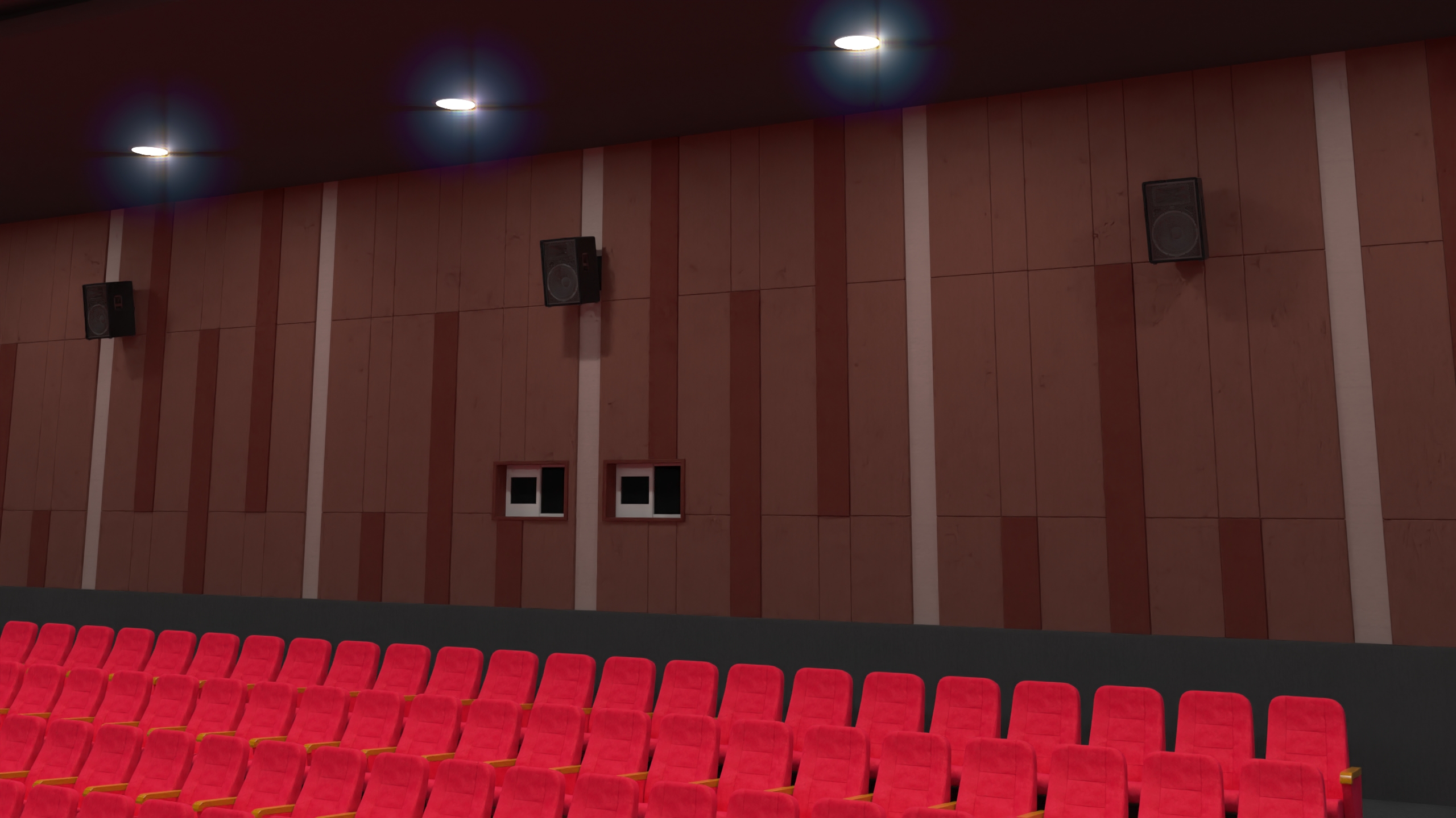 Movie Theater Interior Lights On 3D