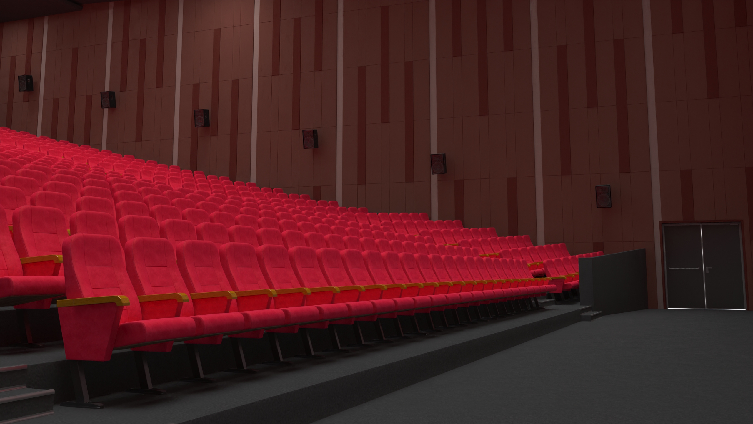 Movie Theater Interior Lights On 3D
