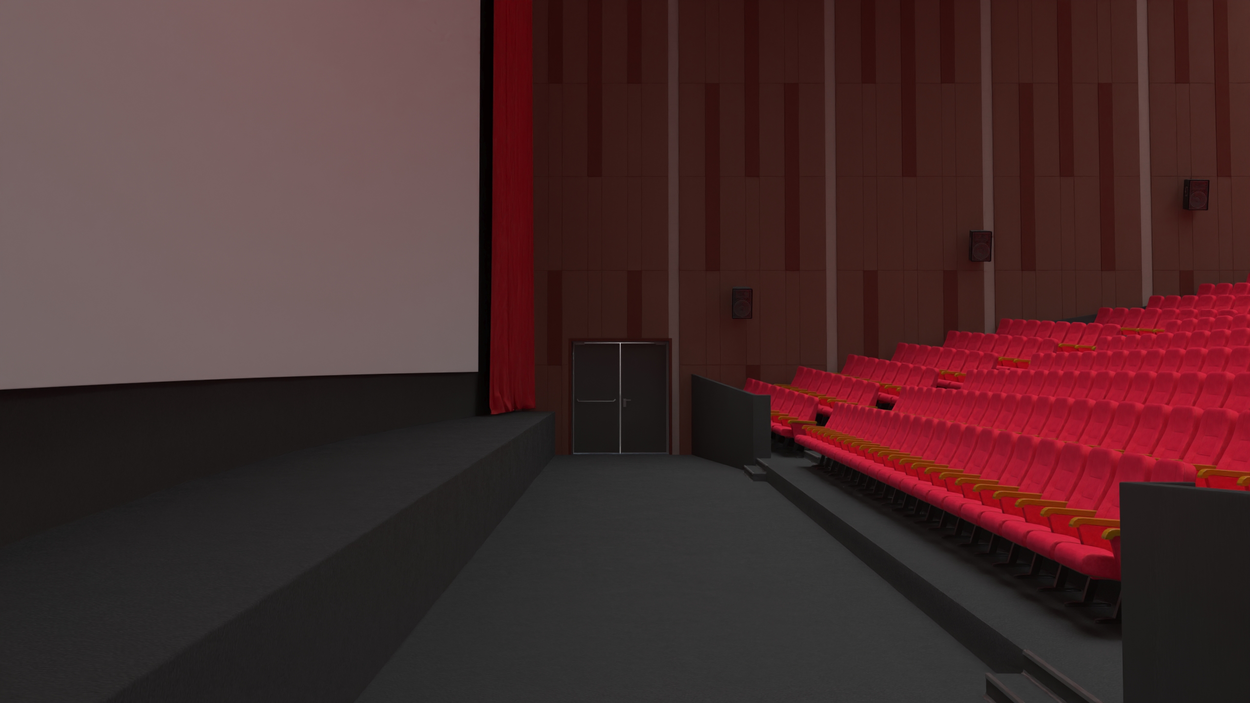 Movie Theater Interior Lights On 3D
