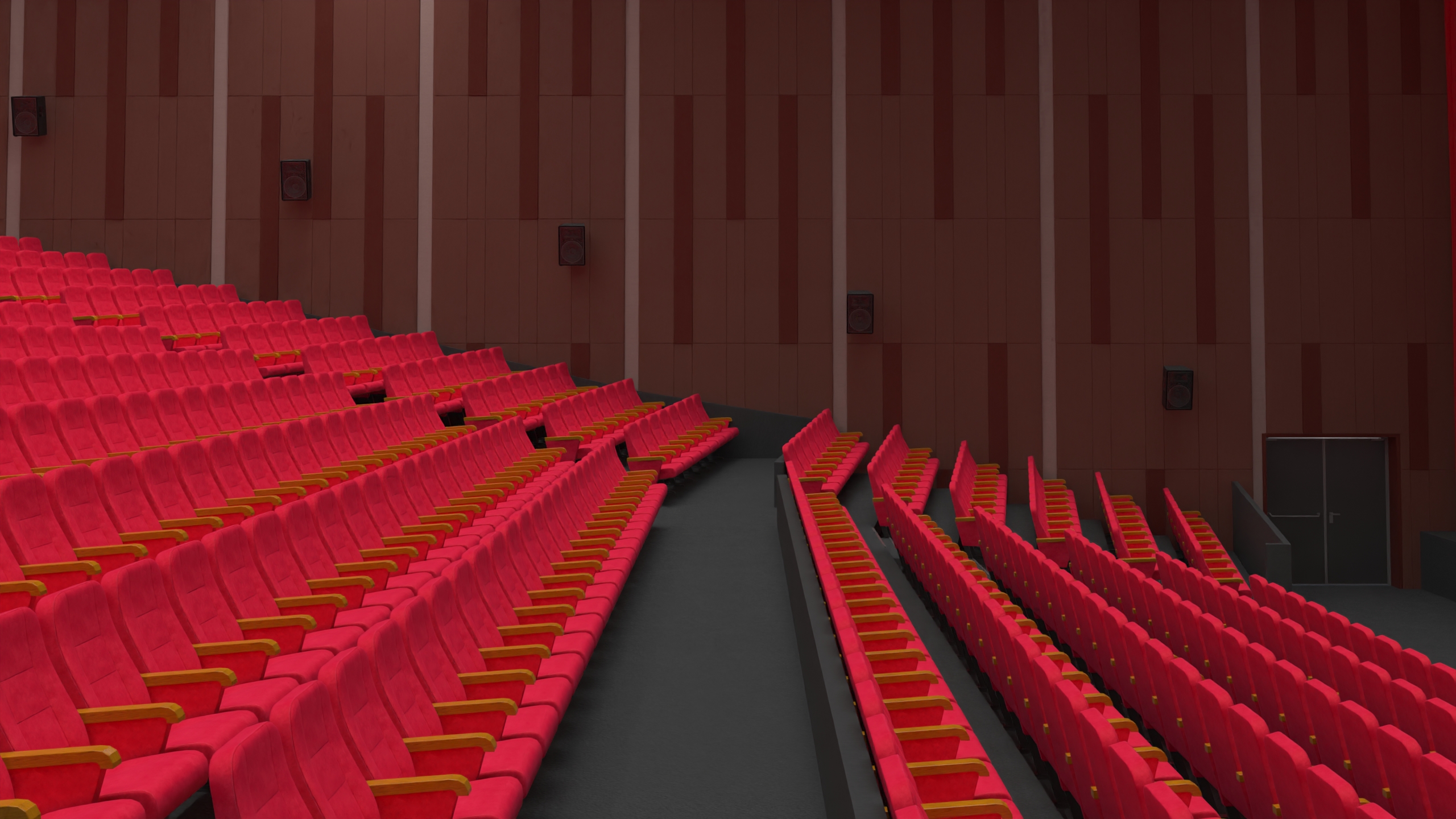 Movie Theater Interior Lights On 3D