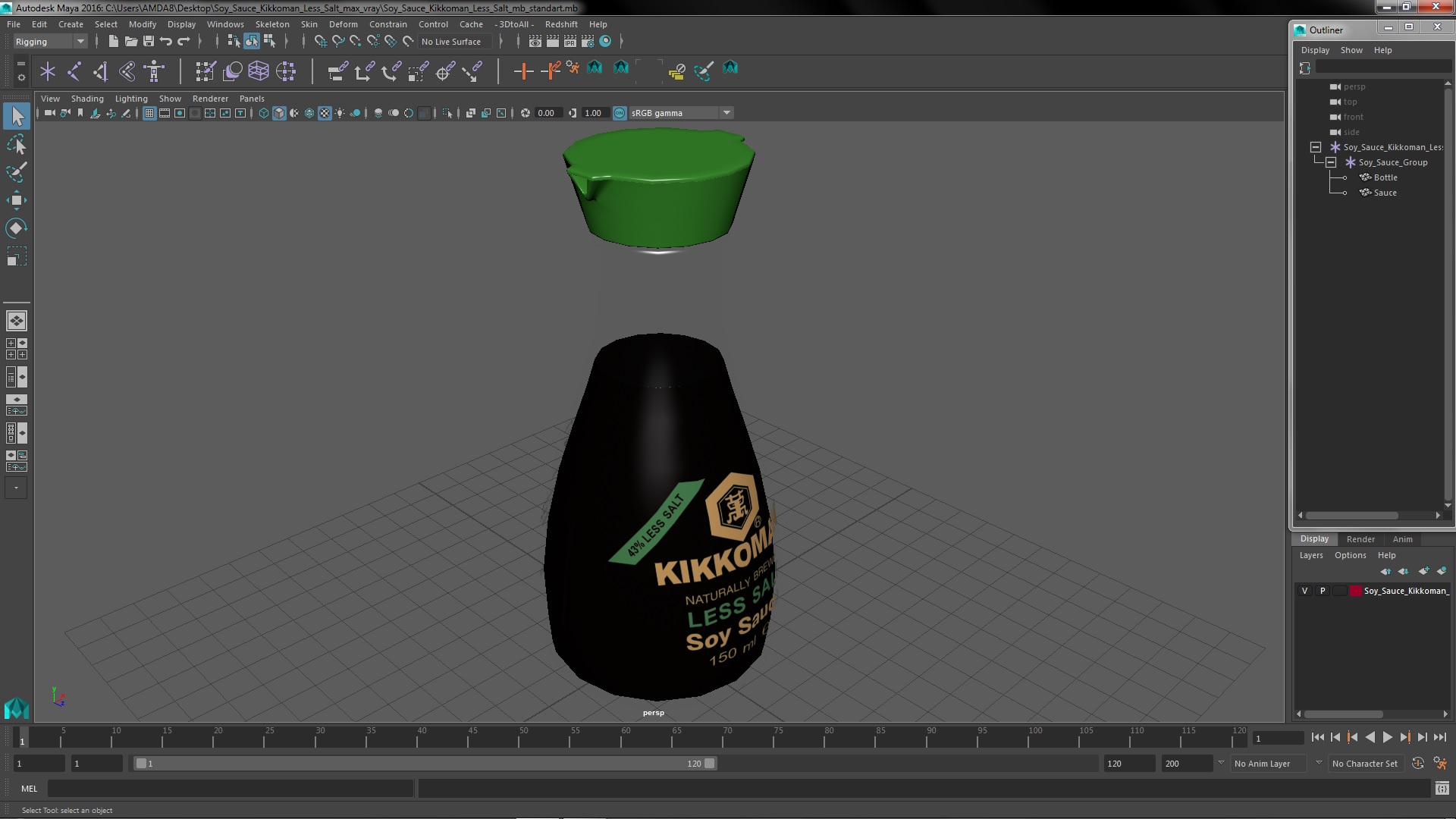 3D Soy Sauce Kikkoman Less Salt model