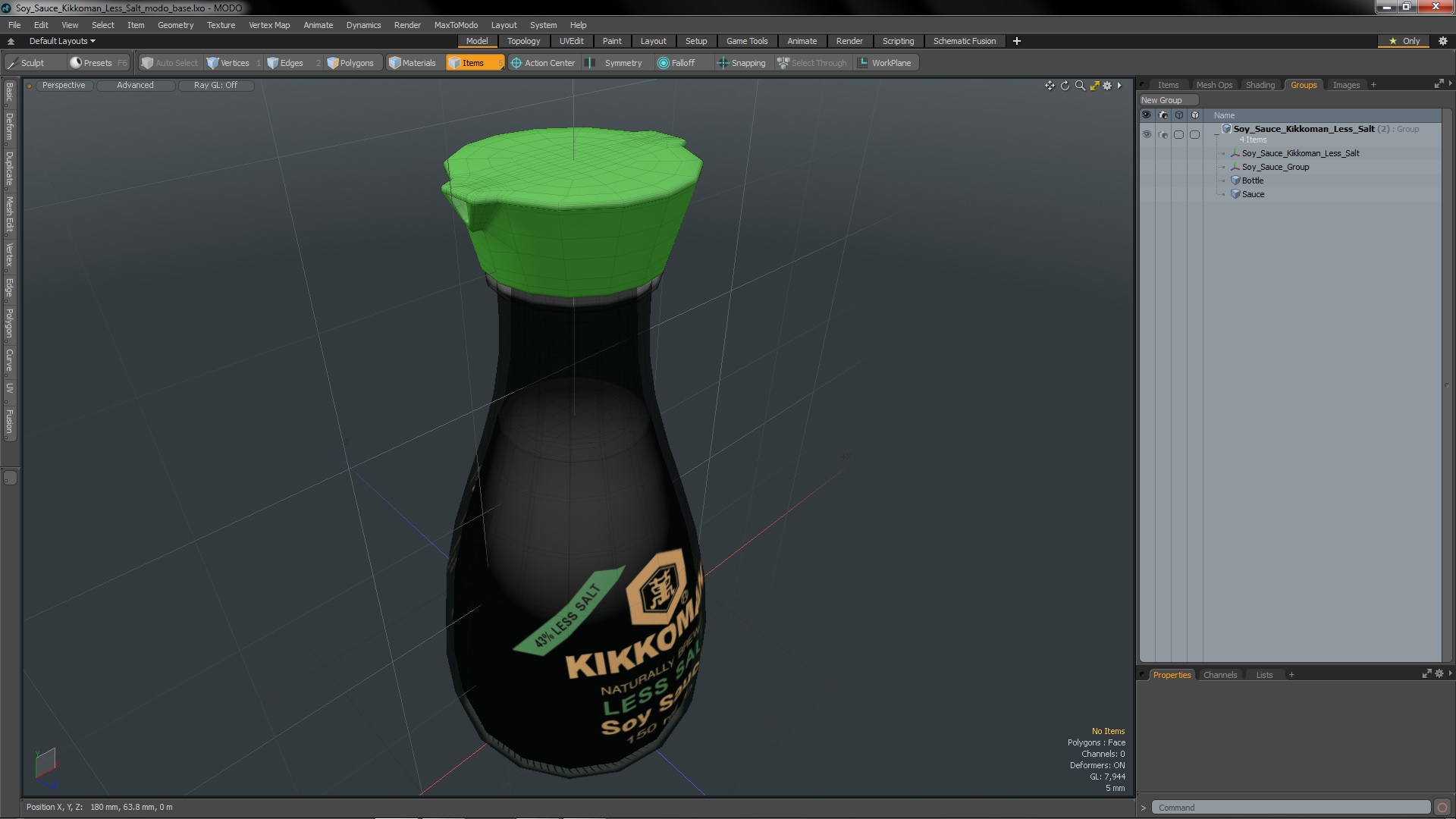 3D Soy Sauce Kikkoman Less Salt model