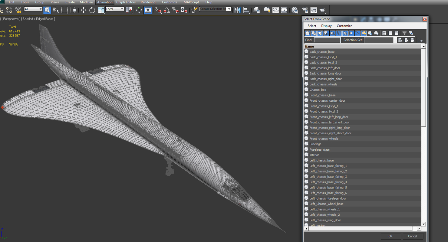 3D model Concorde supersonic Passenger Jet Airliner Generic