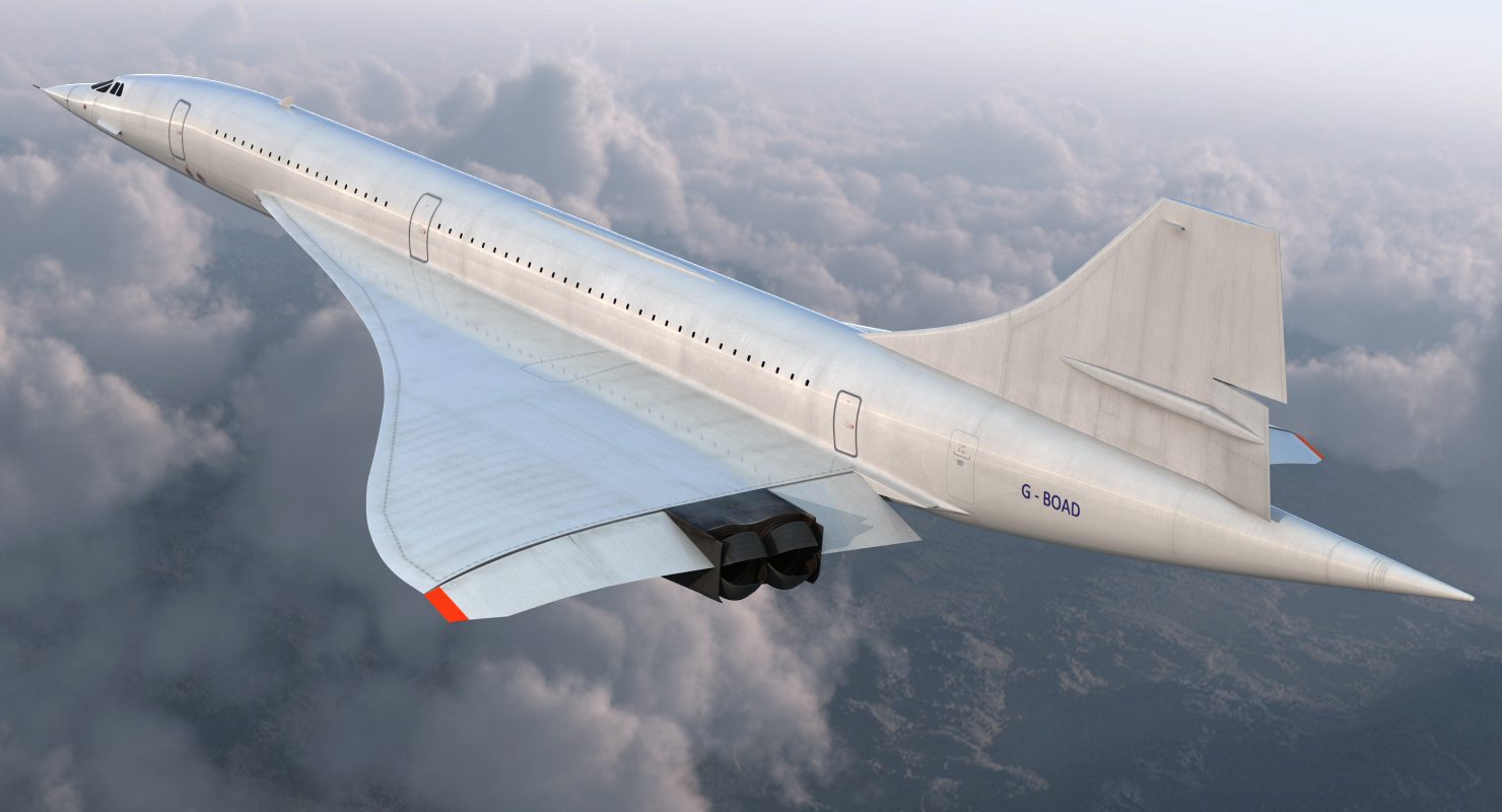 3D model Concorde supersonic Passenger Jet Airliner Generic
