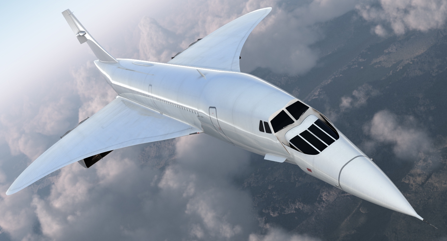 3D model Concorde supersonic Passenger Jet Airliner Generic