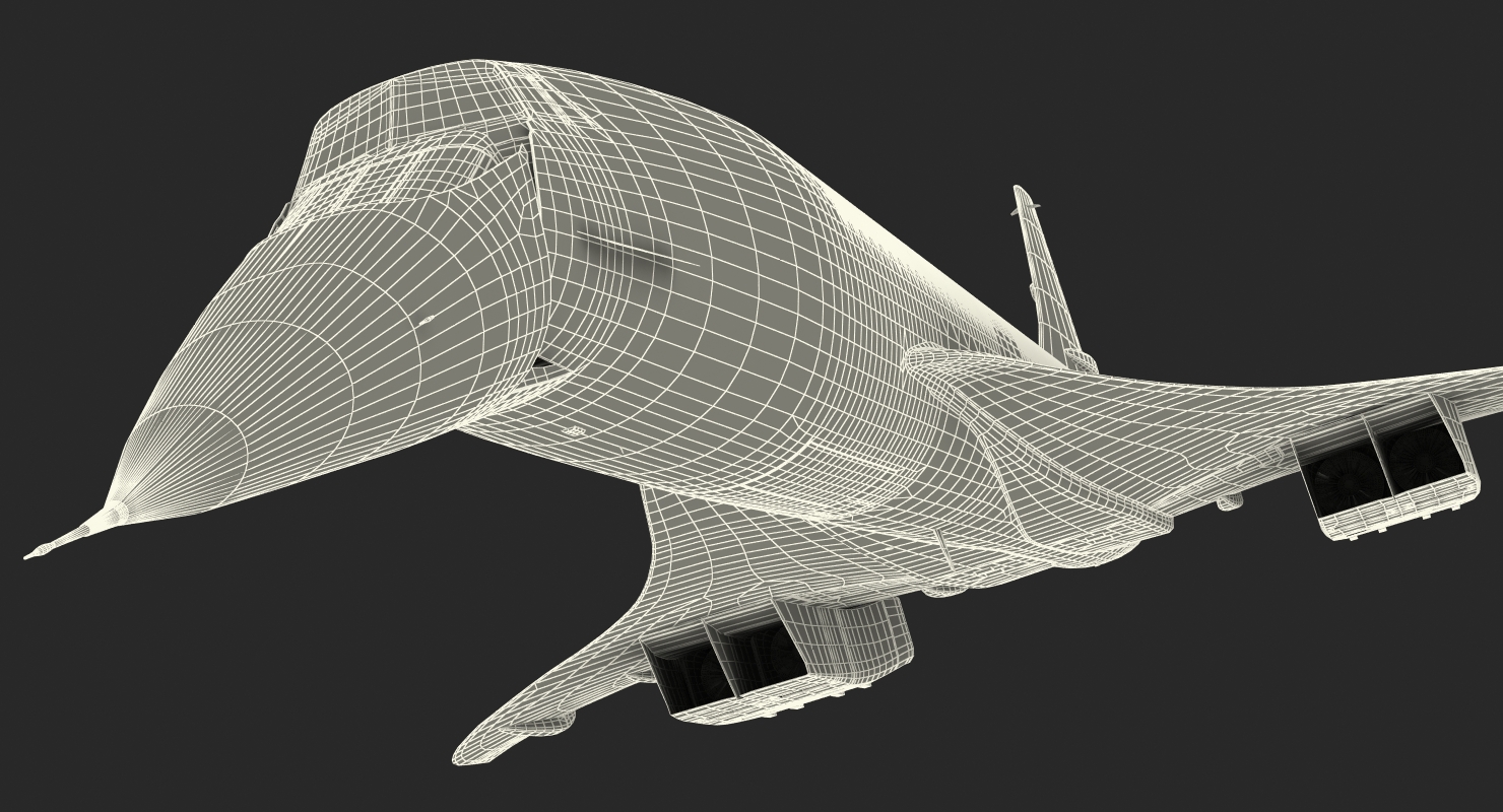 3D model Concorde supersonic Passenger Jet Airliner Generic