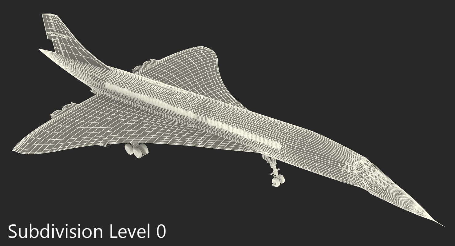 3D model Concorde supersonic Passenger Jet Airliner Generic