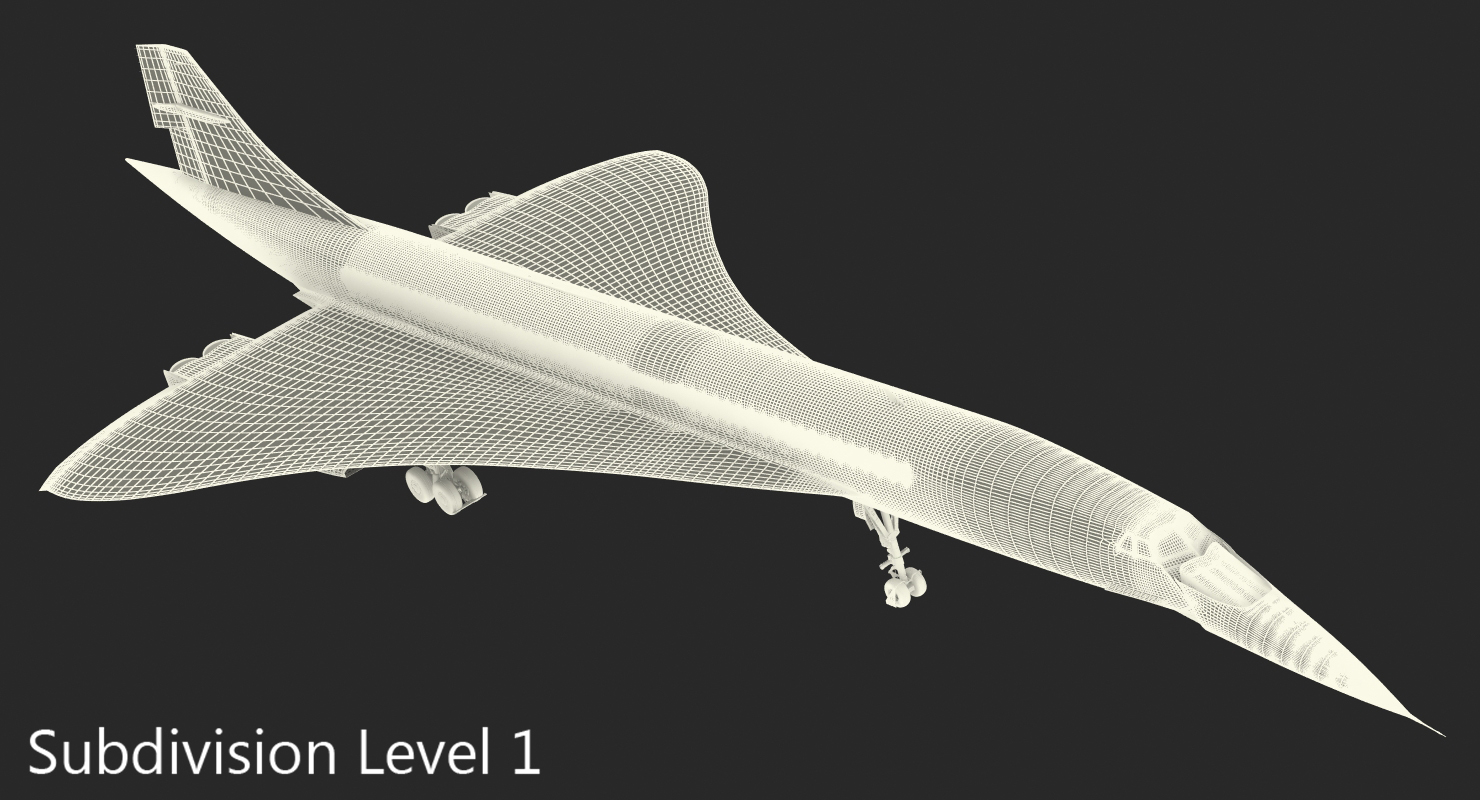 3D model Concorde supersonic Passenger Jet Airliner Generic