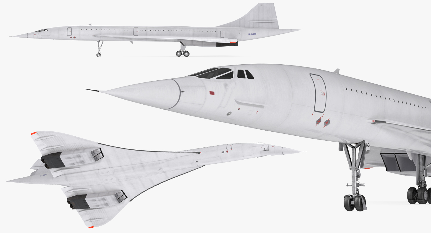 3D model Concorde supersonic Passenger Jet Airliner Generic