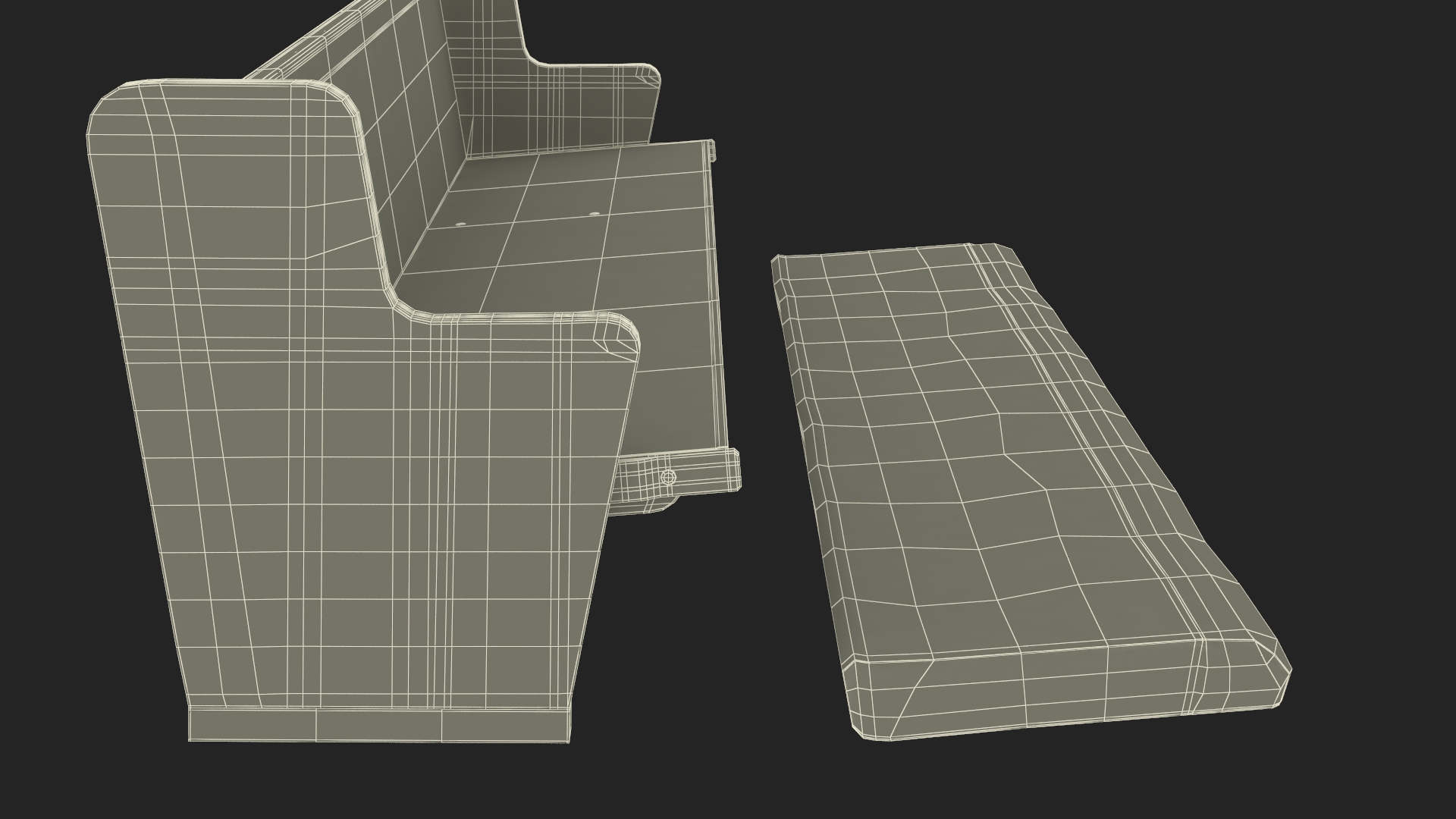 3D Upholstered Church Pew Bench Blue model