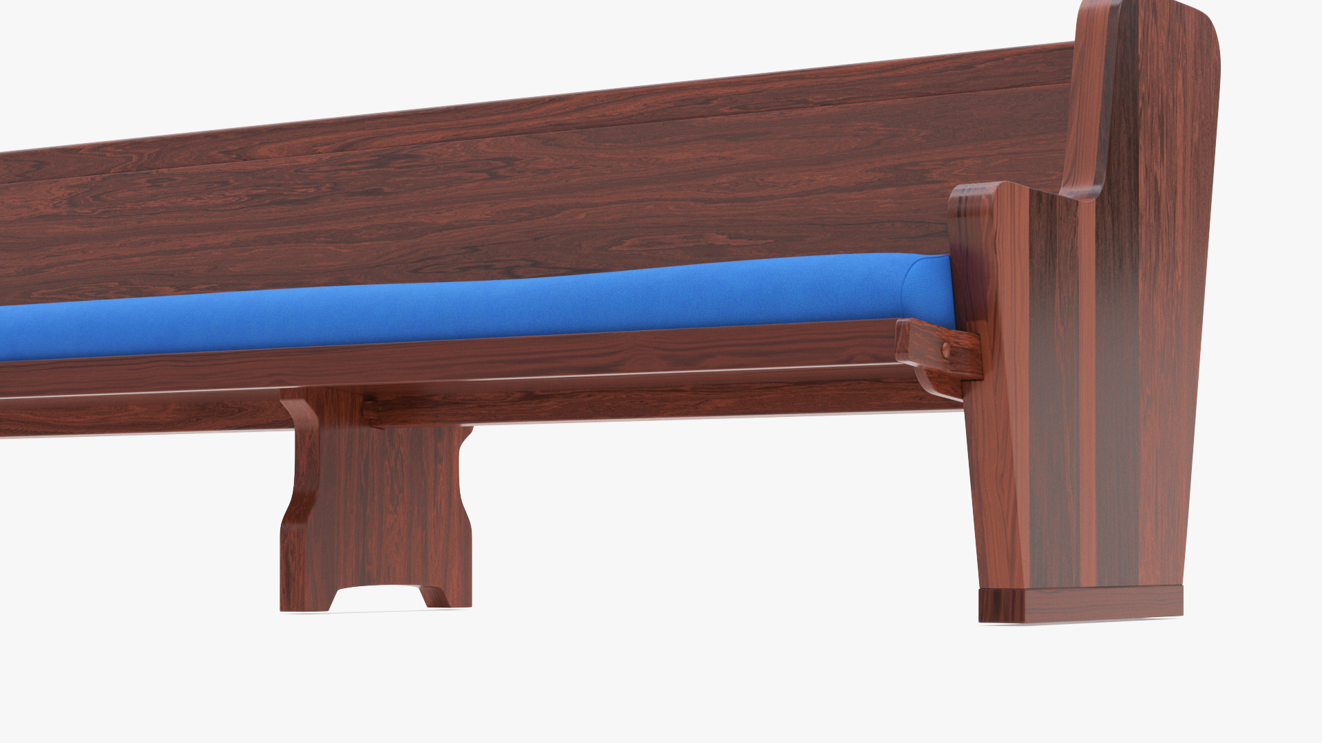 3D Upholstered Church Pew Bench Blue model