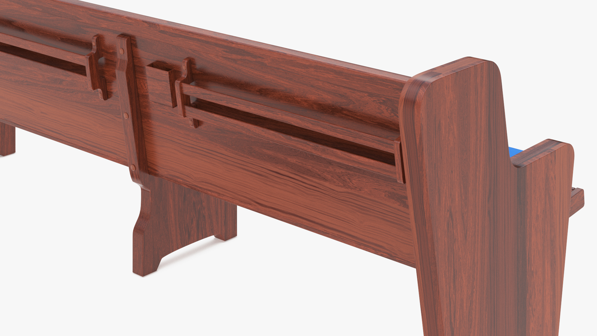 3D Upholstered Church Pew Bench Blue model